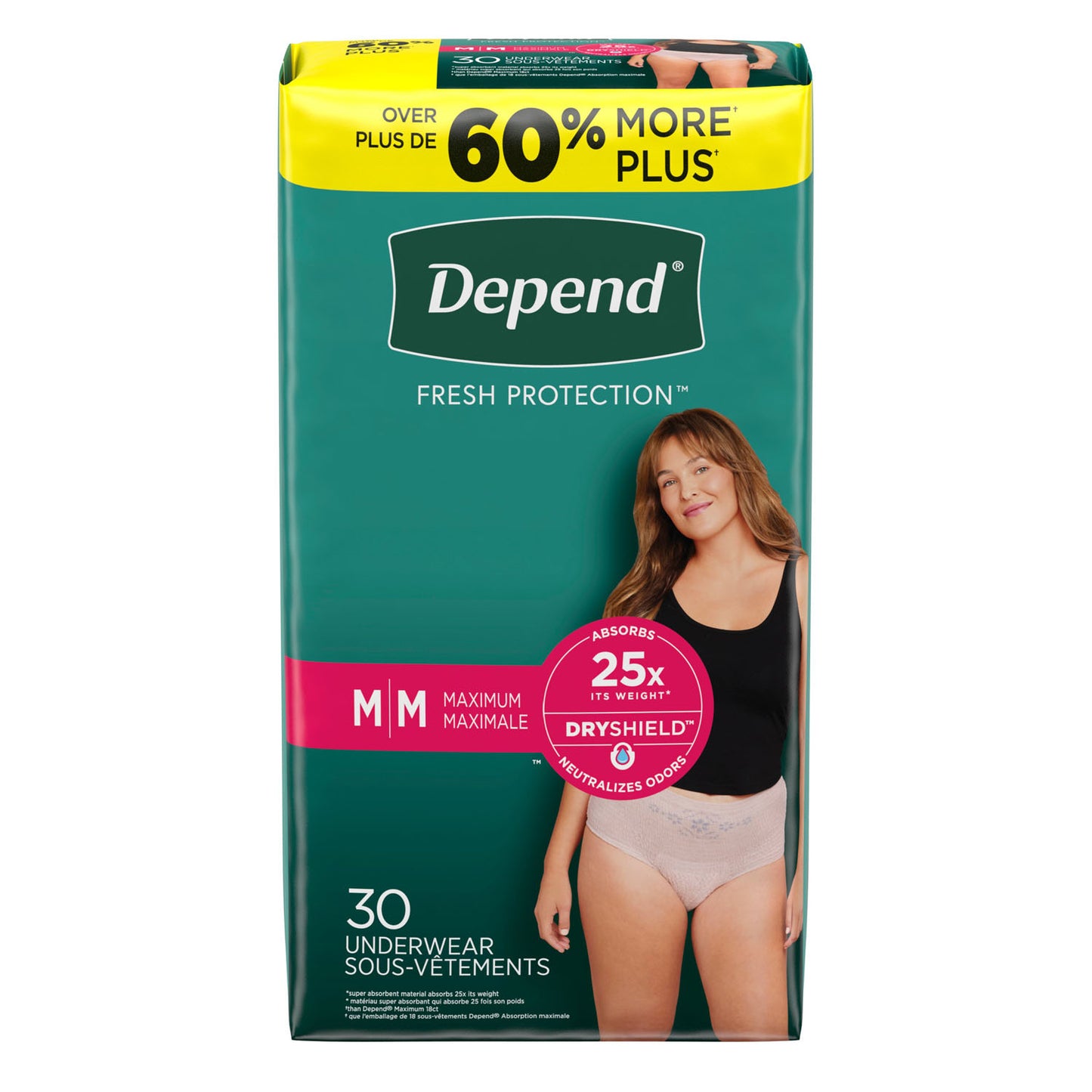 KIMBERLY-CLARK DEPEND PROTECTIVE UNDERWEAR, 30 per pack, 2 packs per case