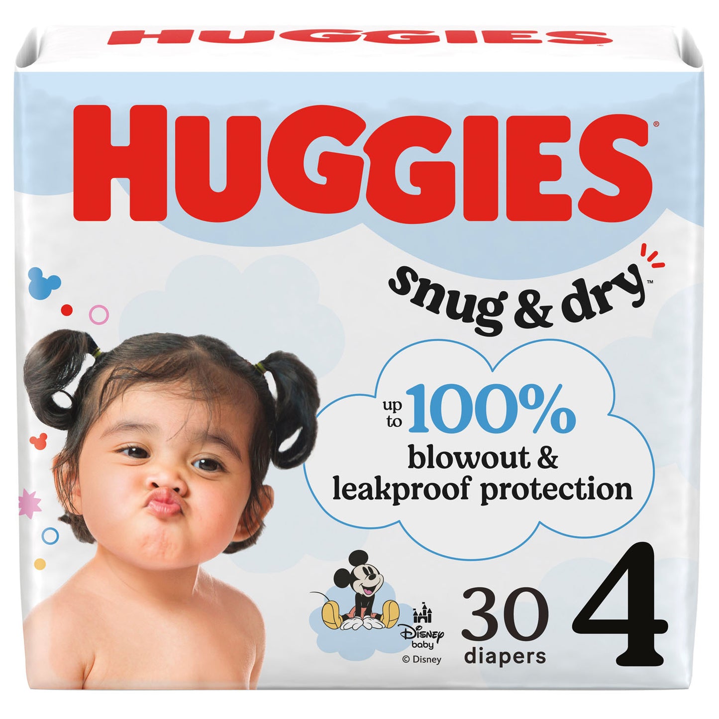 KIMBERLY-CLARK HUGGIES SNUG & DRY DIAPERS, 30 per pack, 4 packs per case