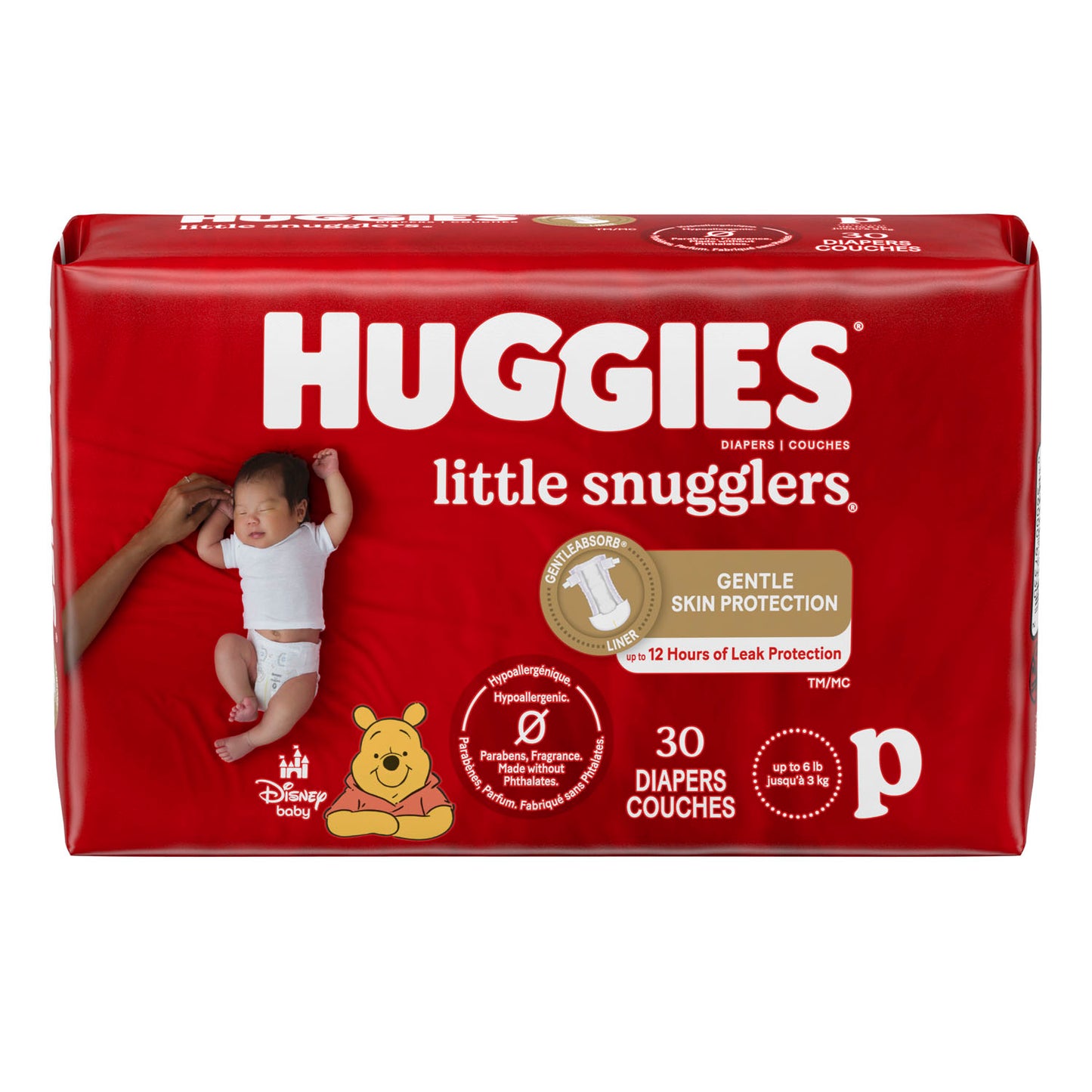 KIMBERLY-CLARK HUGGIES LITTLE SNUGGLERS DIAPERS, 30 per pack, 6 packs per case