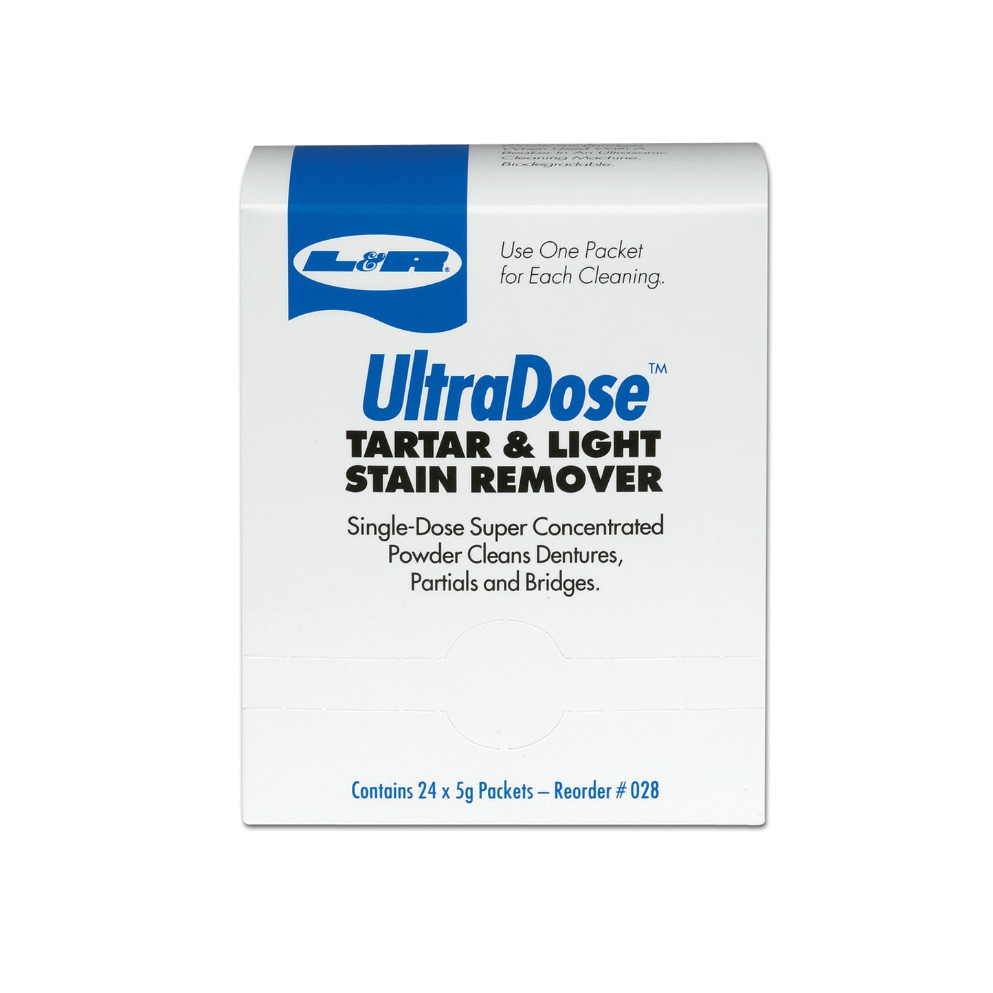 L&R ULTRADOSE TARTAR & LIGHT STAIN REMOVER POWDER, 24 per box, 6 boxes per case