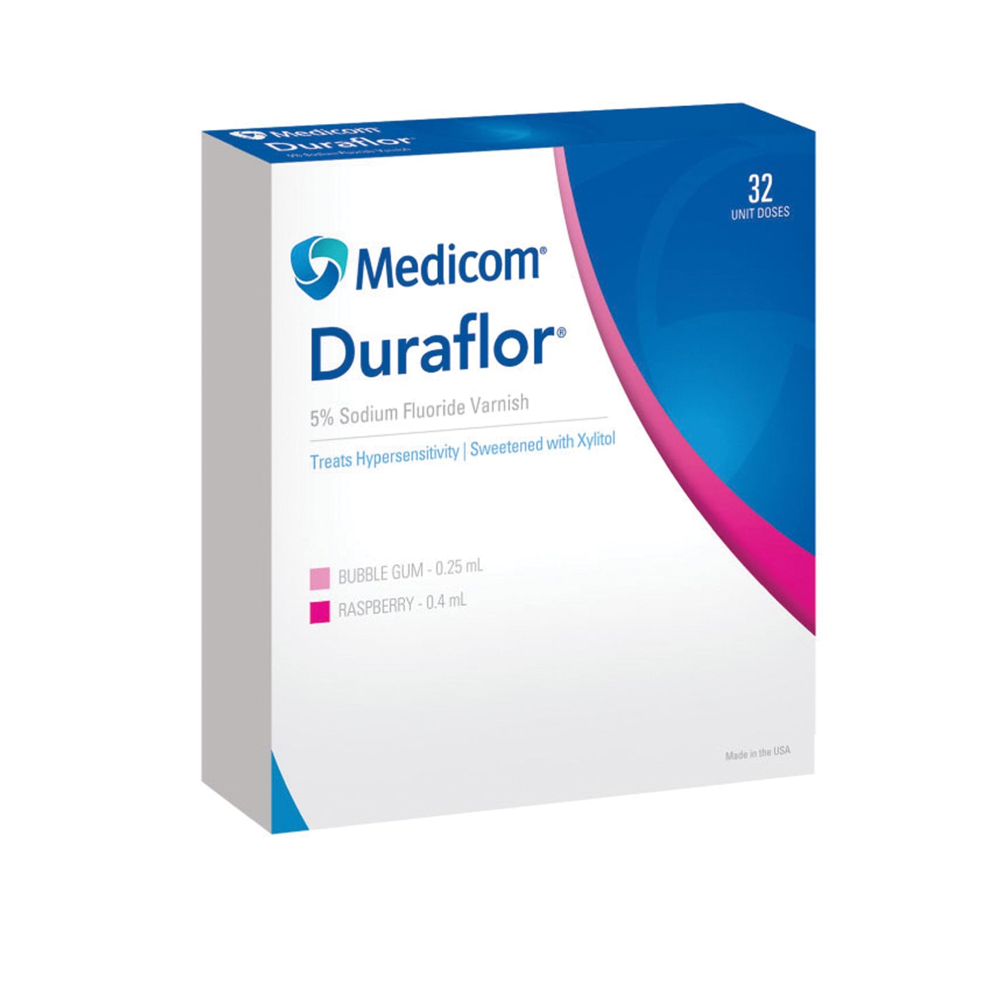 MEDICOM DURAFLOR 5% SODIUM FLUORIDE VARNISH, 32 per box