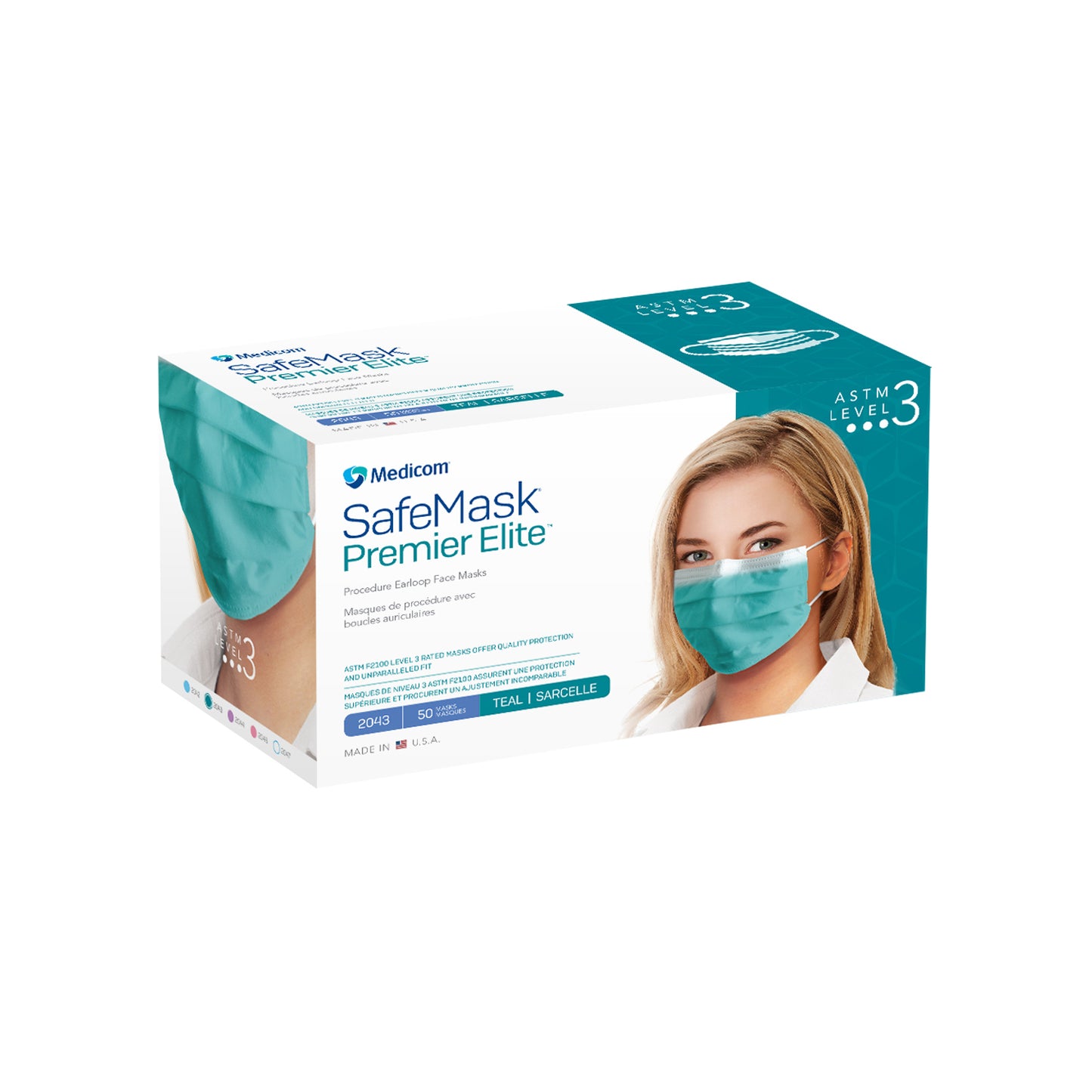 MEDICOM SAFE+MASK PREMIER ELITE EARLOOP MASK, 50 per box, 10 boxes per case