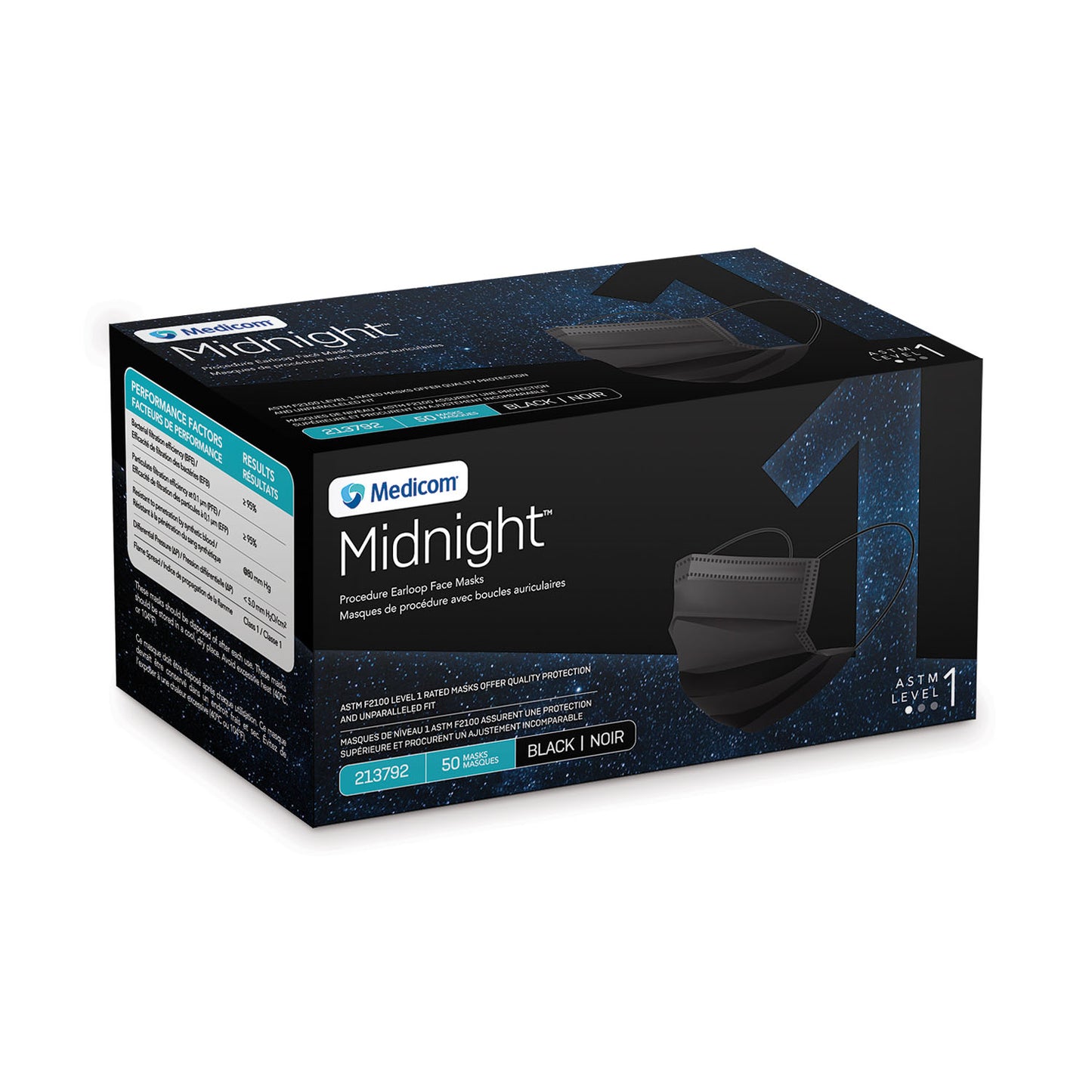 MEDICOM MIDNIGHT PROCEDURE FACEMASKS
DURE FACEMASKS, 50 per box, 10 boxes per case