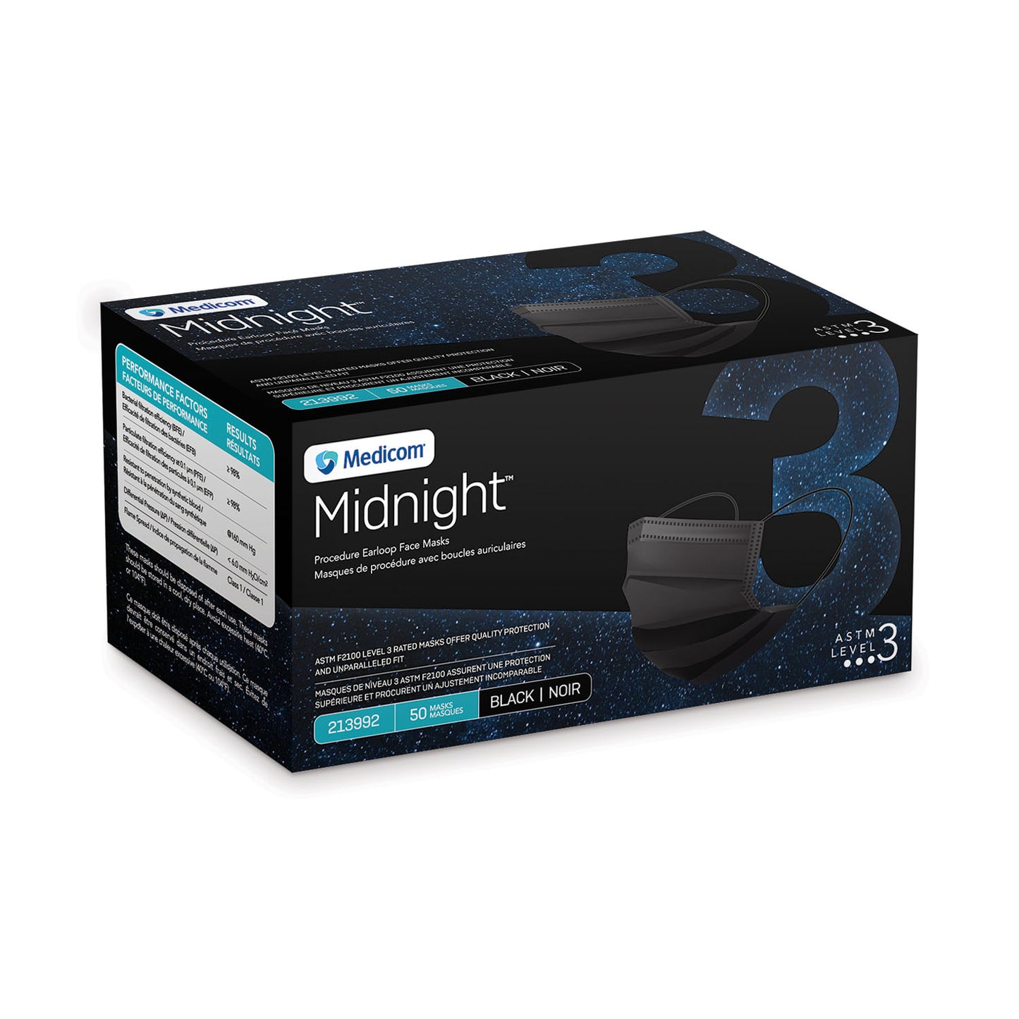 MEDICOM MIDNIGHT PROCEDURE FACEMASKS
DURE FACEMASKS, 50 per box, 10 boxes per case