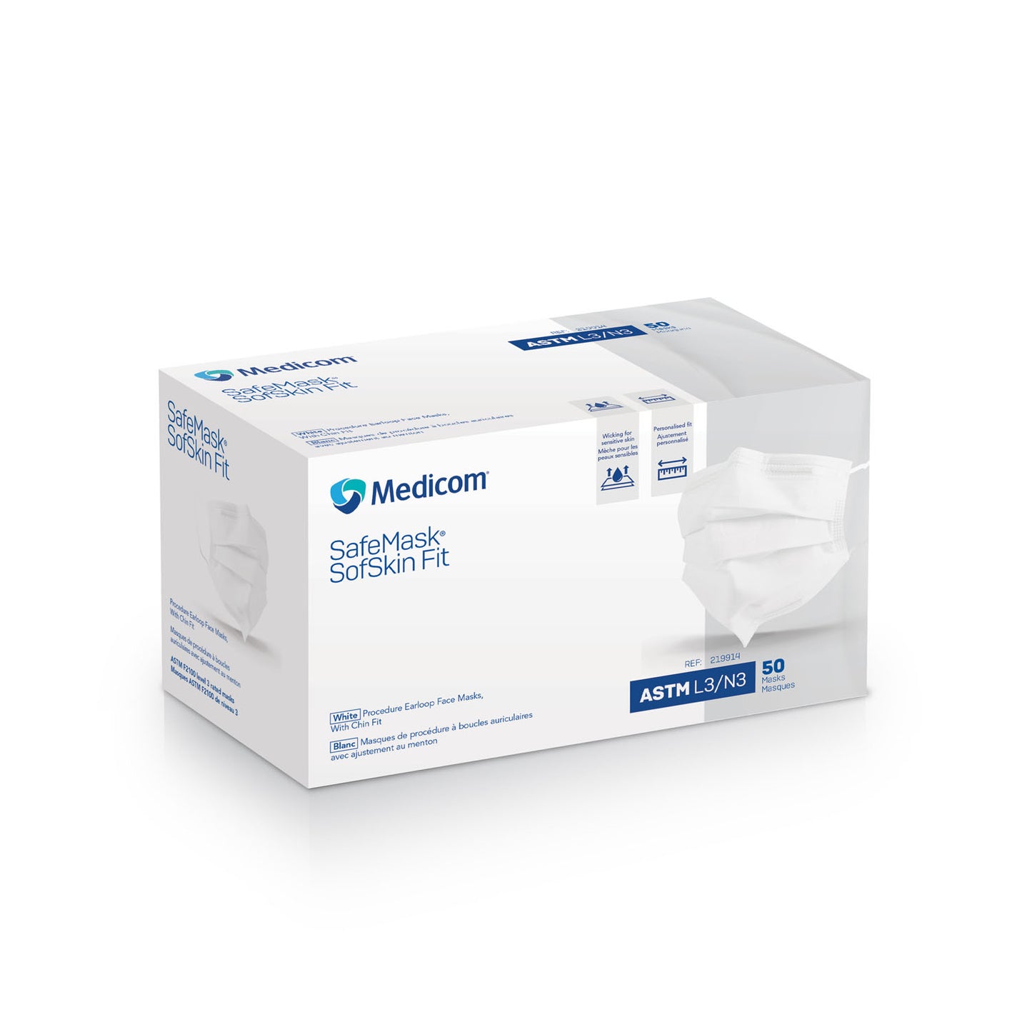 MEDICOM SAFEMASK SOFSKIN LEVEL 3, 50 per box, 10 boxes per case