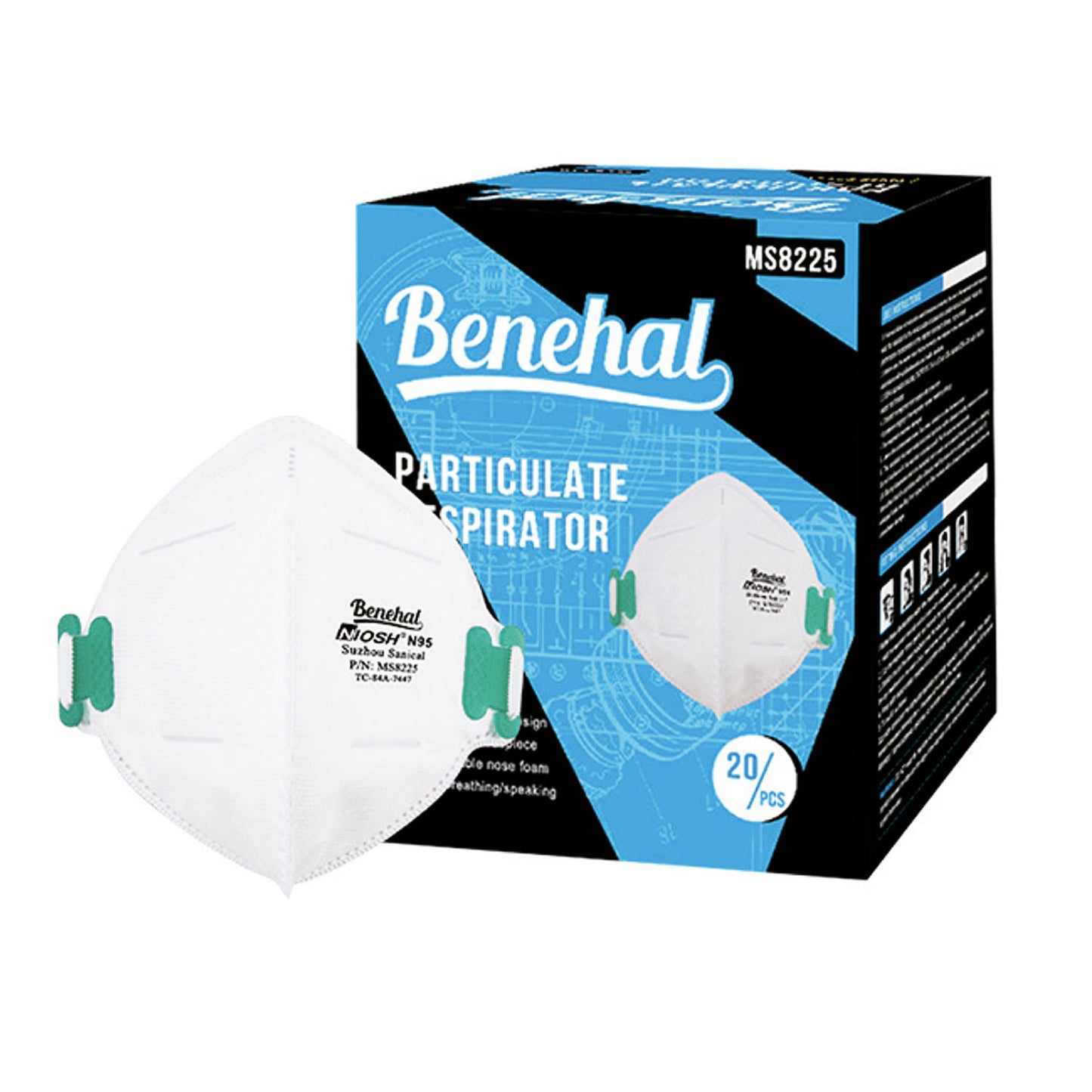 MEDIVENA BENEHAL N95 SURGICAL RESPIRATOR, 20 per box, 20 boxes per case