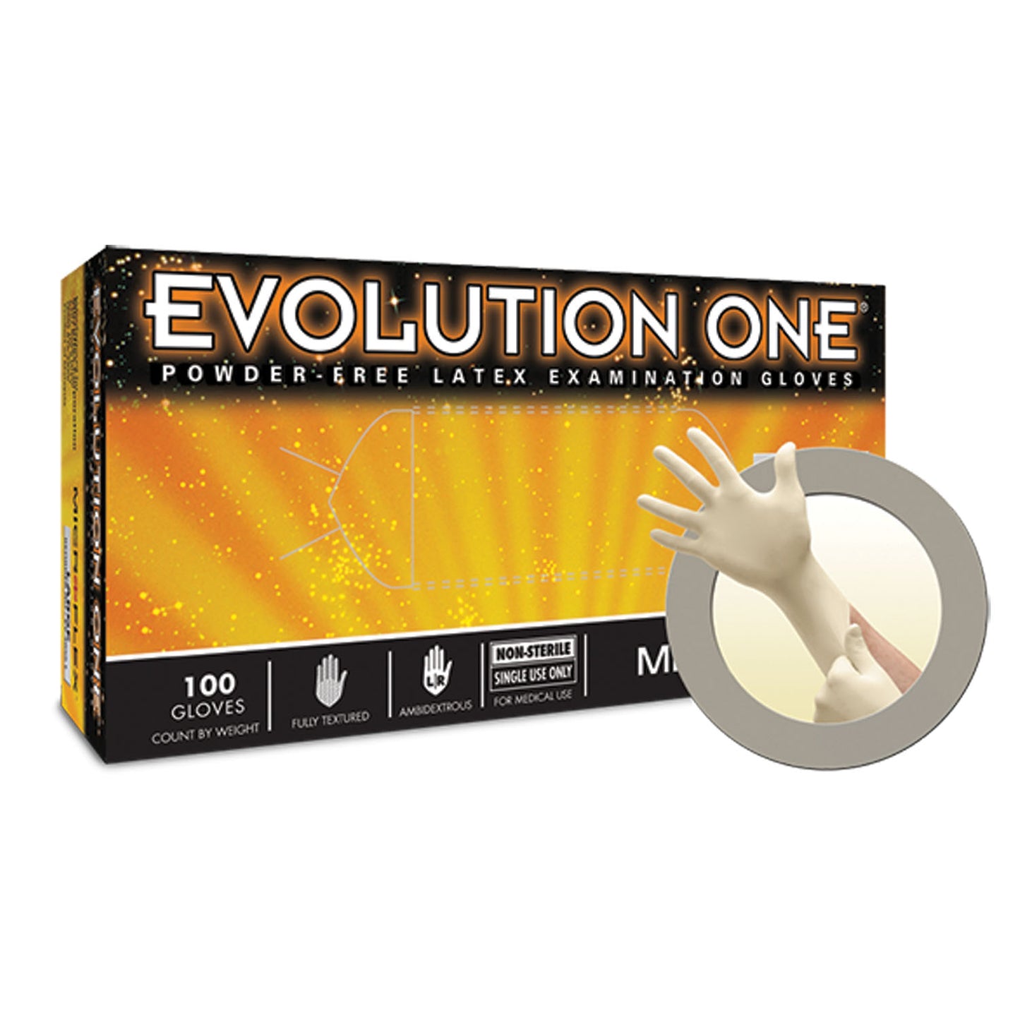 ANSELL MICROFLEX EVOLUTION ONE POWDER-FREE LATEX EXAM GLOVES, 100 per box, 10 boxes per case