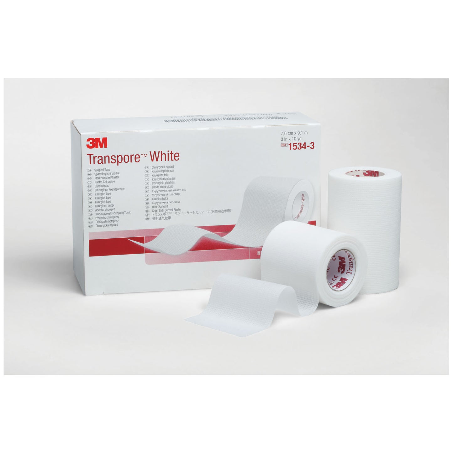 SOLVENTUM TRANSPORE WHITE DRESSING TAPE, 4 per box, 10 boxes per case