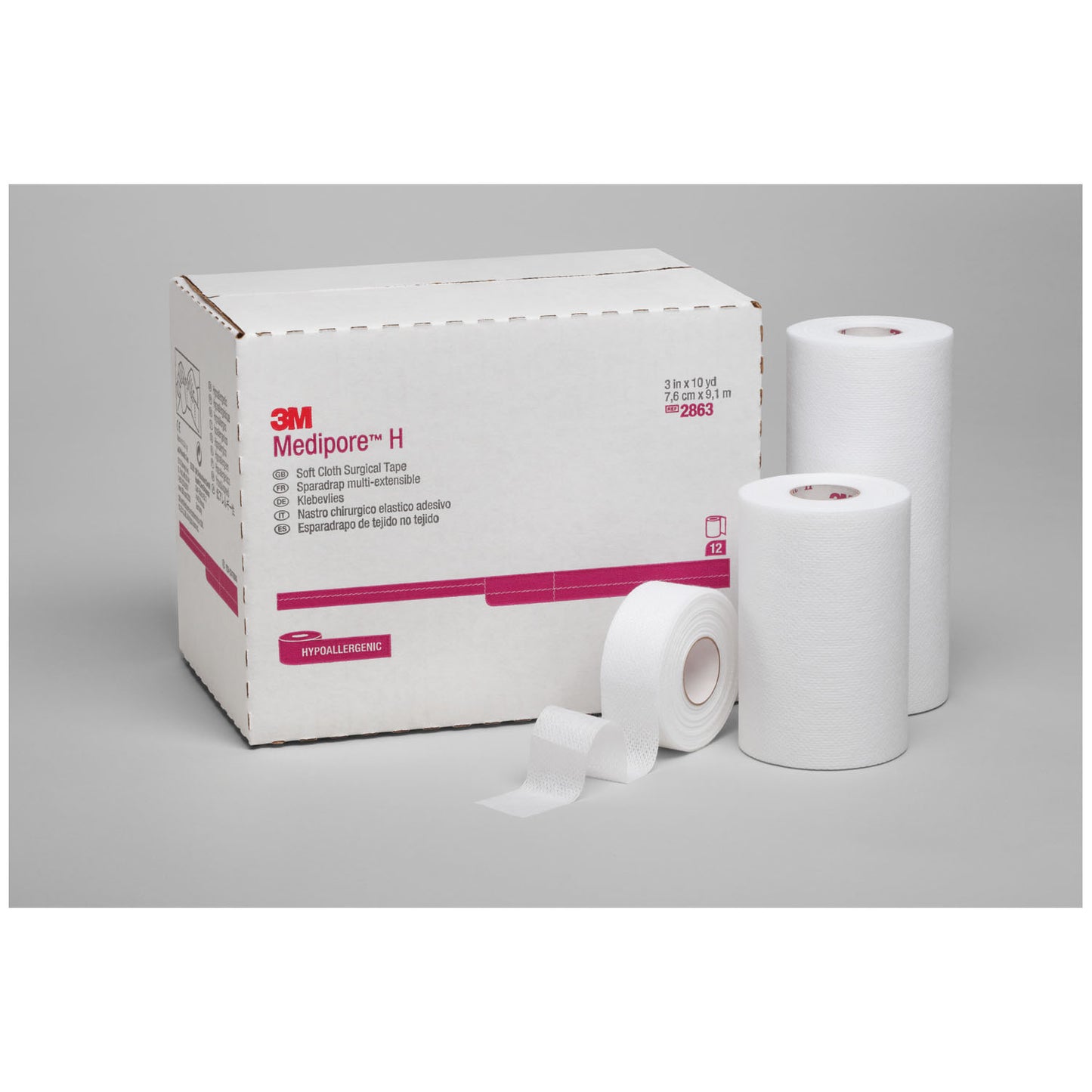 SOLVENTUM MEDIPORE H SOFT CLOTH SURGICAL TAPE, 12 packs per case