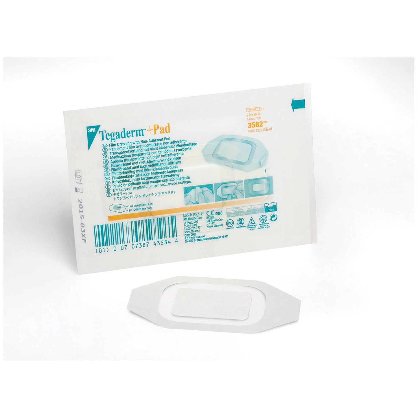 SOLVENTUM TEGADERM + PAD FILM DRESSING WITH NON-ADHERENT PAD, 50 per box, 4 boxes per case