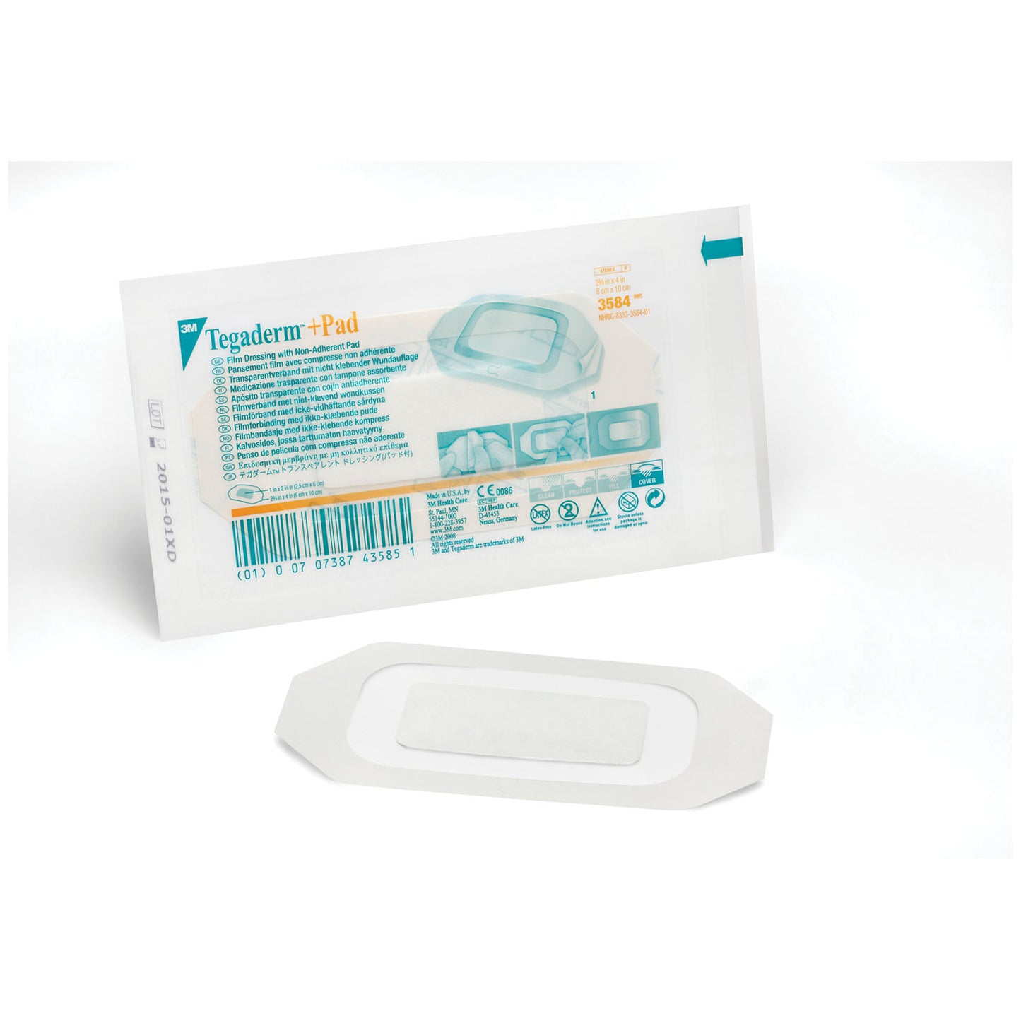 SOLVENTUM TEGADERM + PAD FILM DRESSING WITH NON-ADHERENT PAD, 50 per box, 4 boxes per case