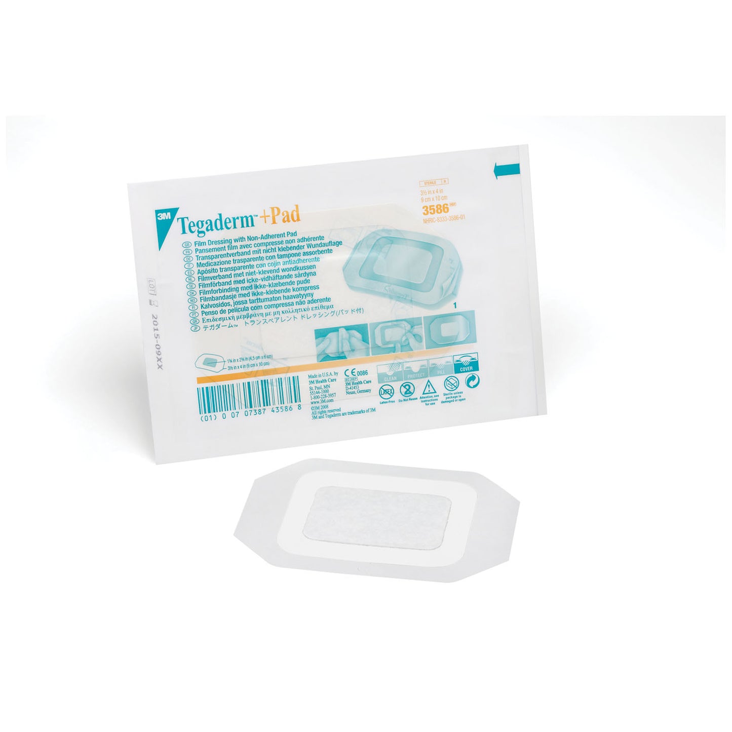 SOLVENTUM TEGADERM + PAD FILM DRESSING WITH NON-ADHERENT PAD, 25 per box, 4 boxes per case