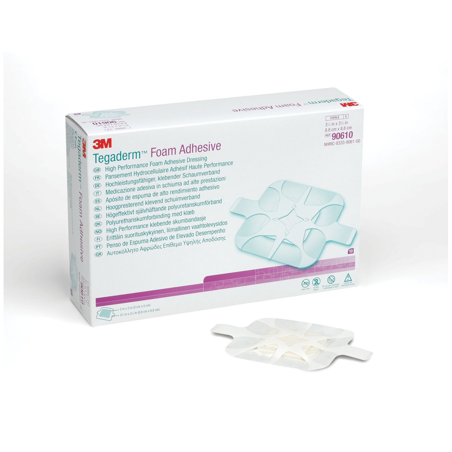 SOLVENTUM TEGADERM FOAM ADHESIVE DRESSING, 10 per box, 4 boxes per case