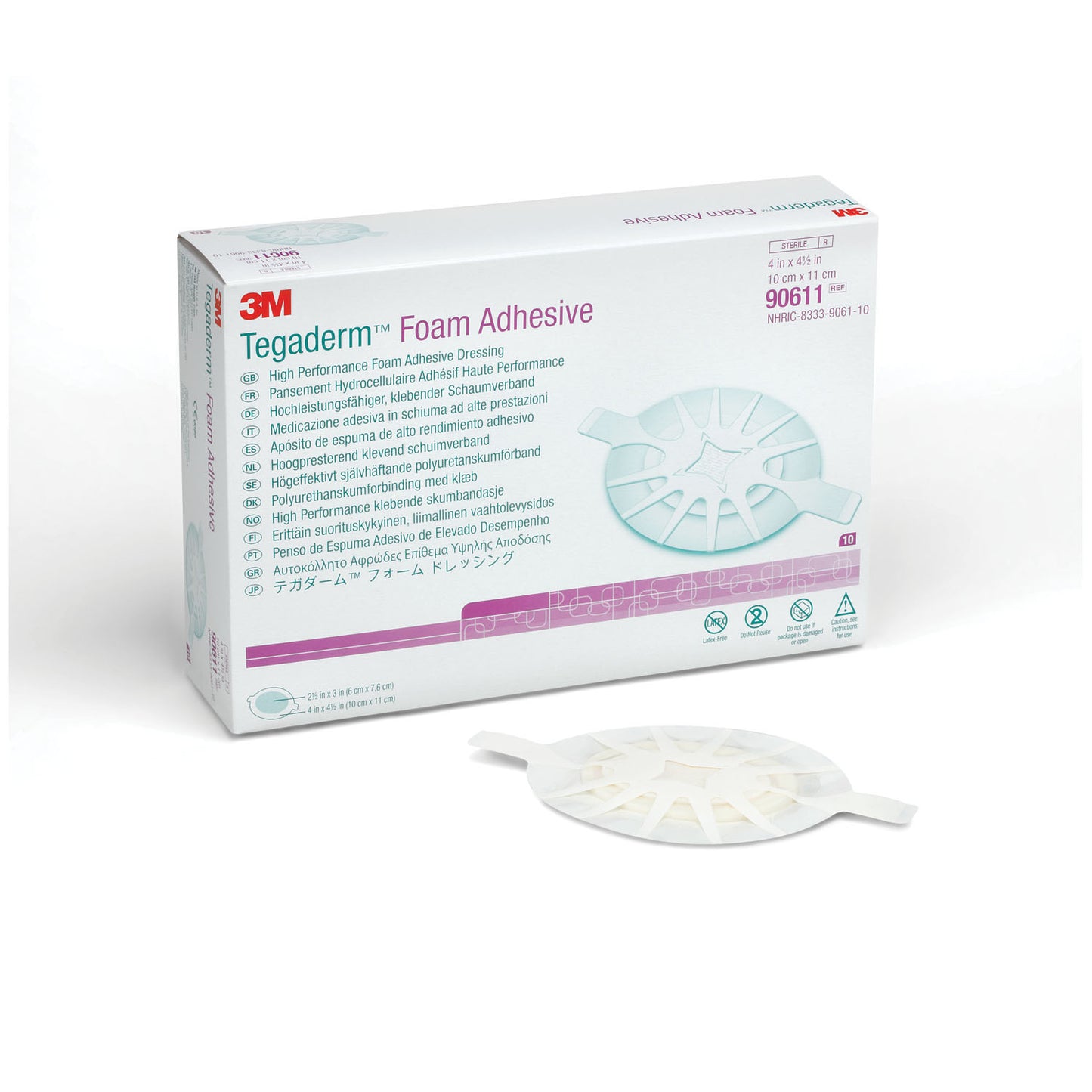SOLVENTUM TEGADERM FOAM ADHESIVE DRESSING, 10 per box, 4 boxes per case