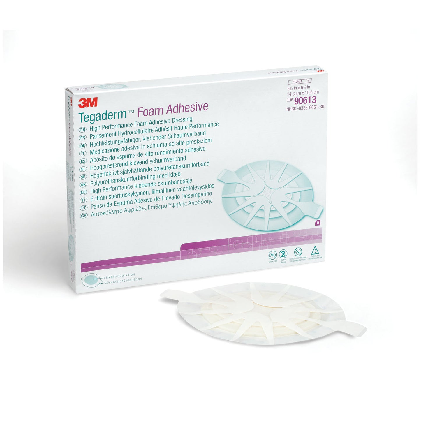 SOLVENTUM TEGADERM FOAM ADHESIVE DRESSING, 5 per box, 6 boxes per case