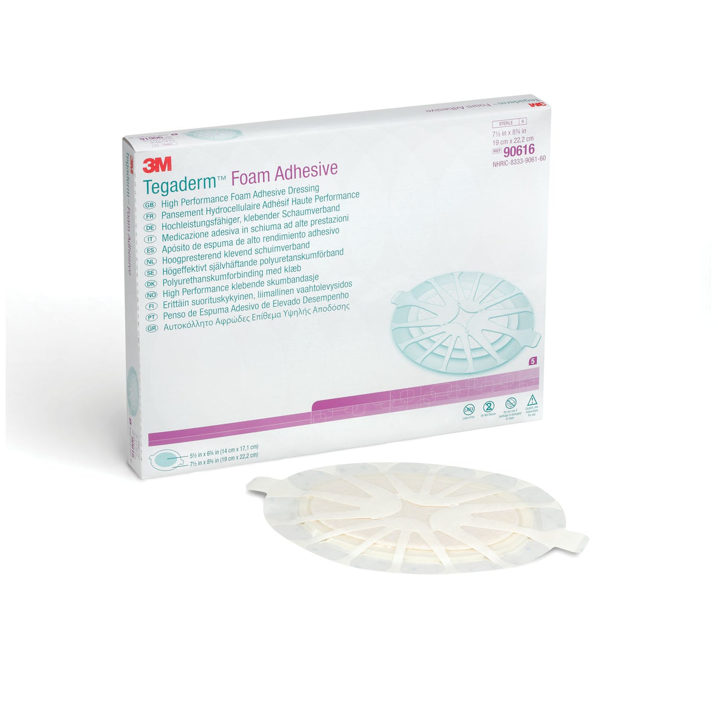 SOLVENTUM TEGADERM FOAM ADHESIVE DRESSING, 5 per box, 3 boxes per case