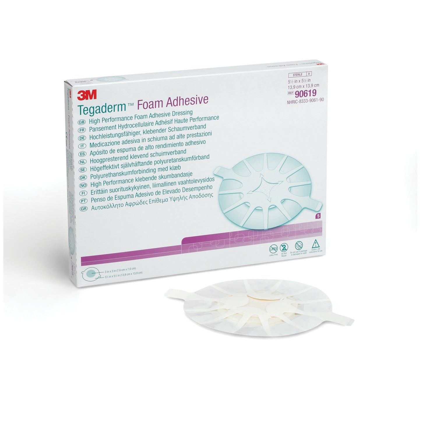 SOLVENTUM TEGADERM FOAM ADHESIVE DRESSING, 5 per box, 4 boxes per case