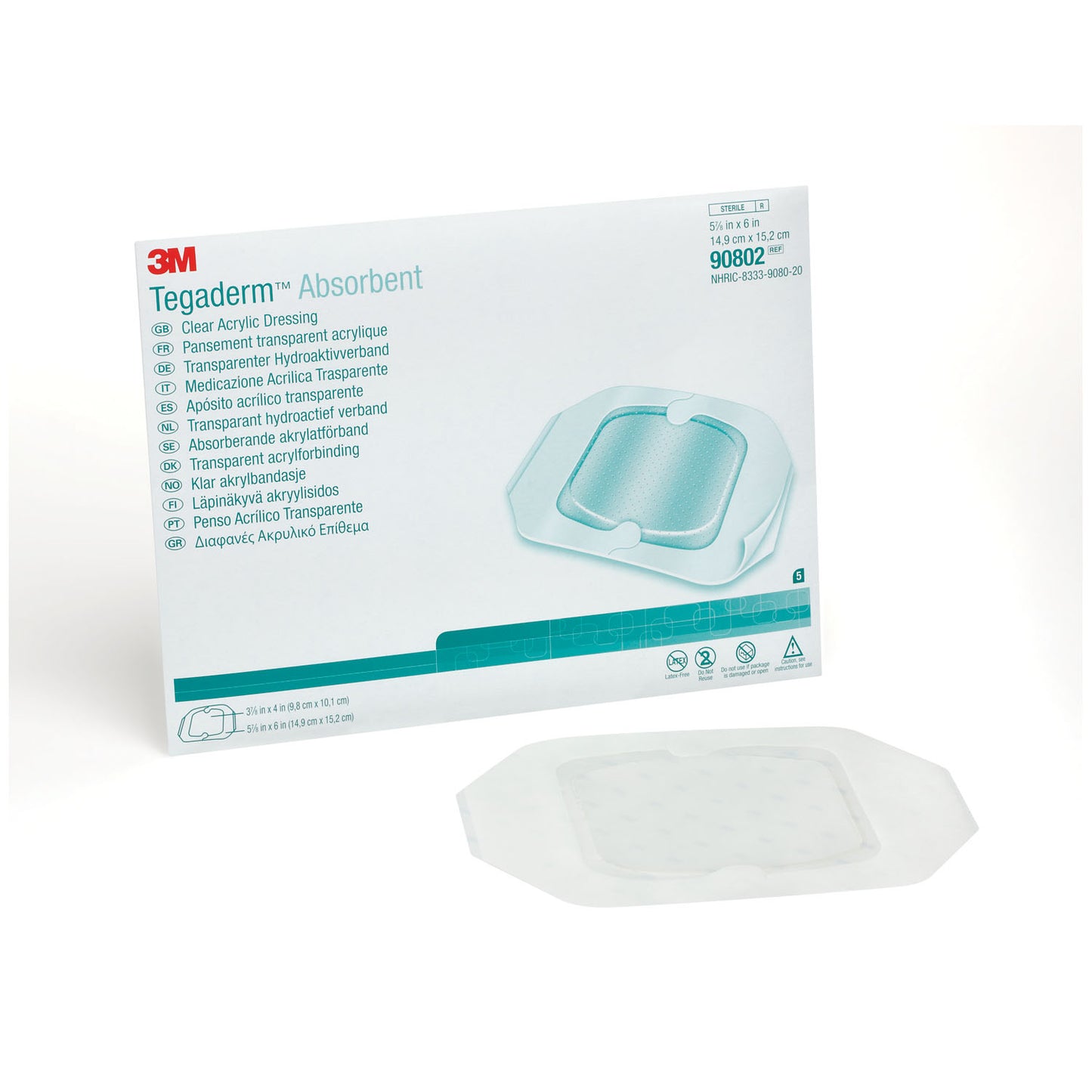 SOLVENTUM TEGADERM ABSORBENT CLEAR ACRYLIC DRESSINGS, 10 per box, 4 boxes per case