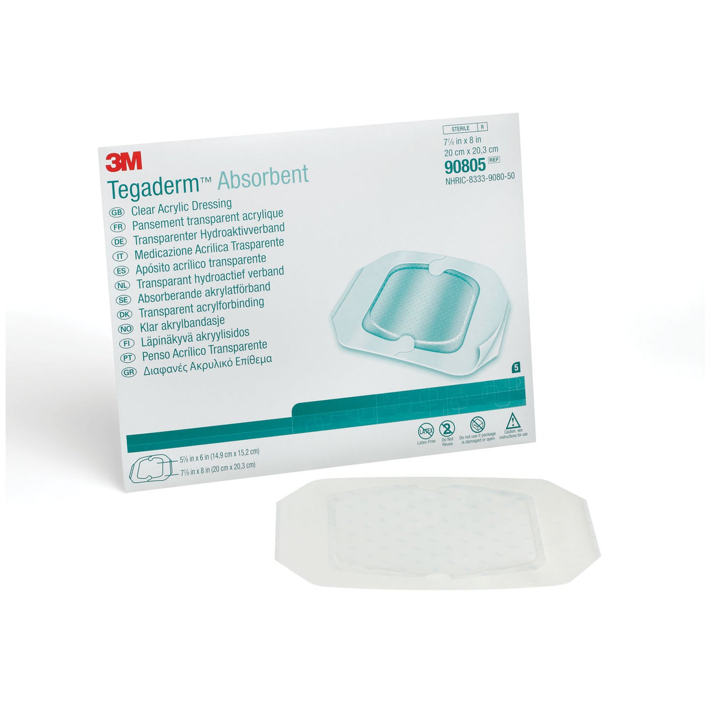 SOLVENTUM TEGADERM ABSORBENT CLEAR ACRYLIC DRESSINGS, 10 per box, 4 boxes per case