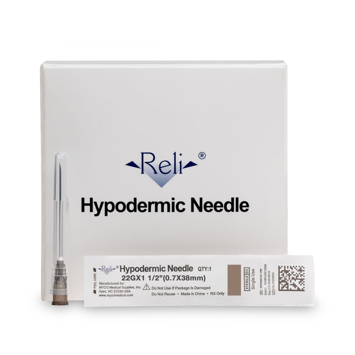 MYCO RELI CONVENTIONAL HYPODERMIC NEEDLES, 100 per box