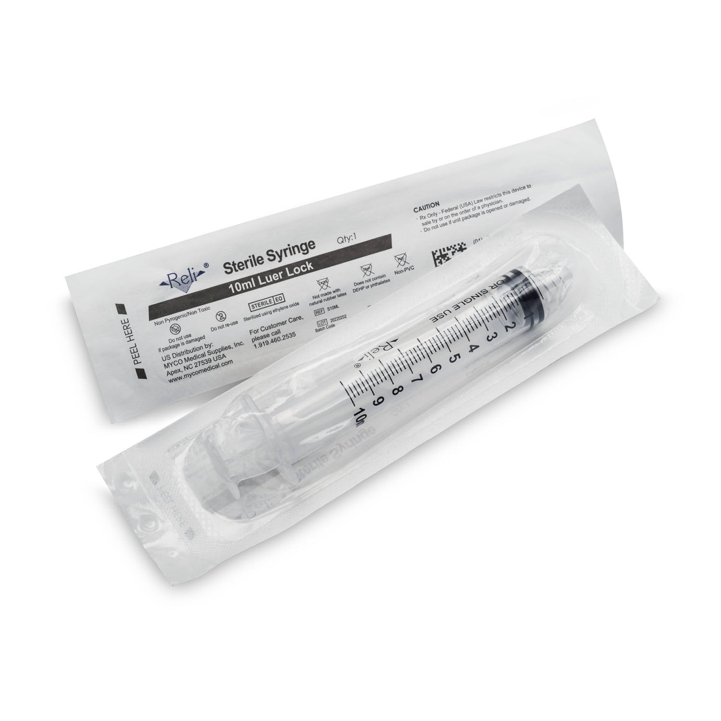 MYCO RELI CONVENTIONAL LUER LOCK SYRINGE, 100 per box