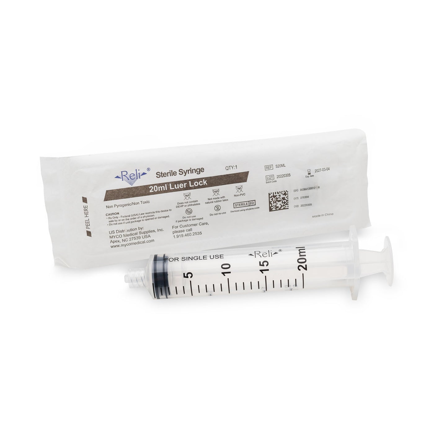 MYCO RELI CONVENTIONAL LUER LOCK SYRINGE, 50 per box
