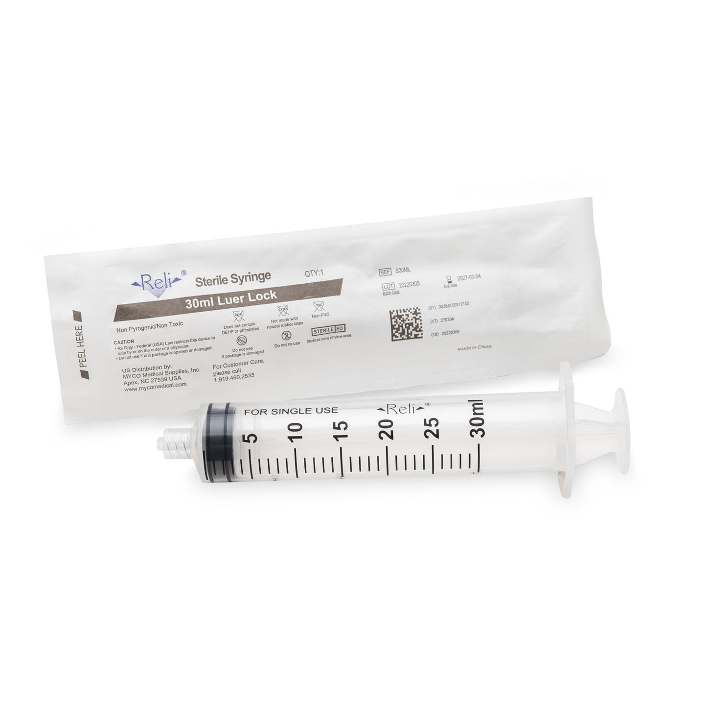 MYCO RELI CONVENTIONAL LUER LOCK SYRINGE, 40 per box