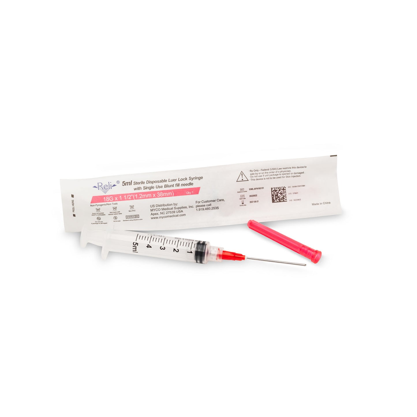 MYCO RELI CONVENTIONAL LUER LOCK SYRINGE, 100 per box