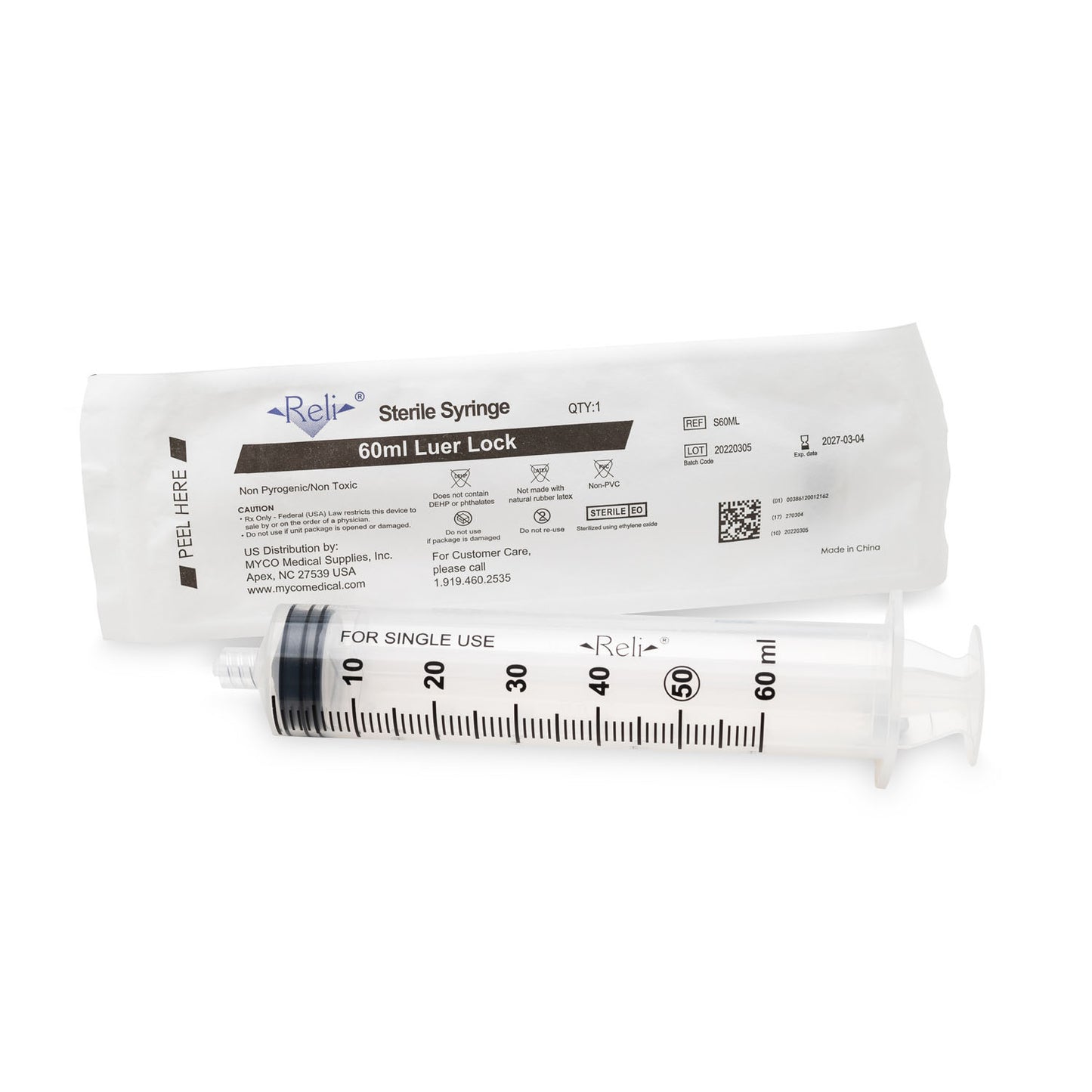 MYCO RELI CONVENTIONAL LUER LOCK SYRINGE, 30 per box