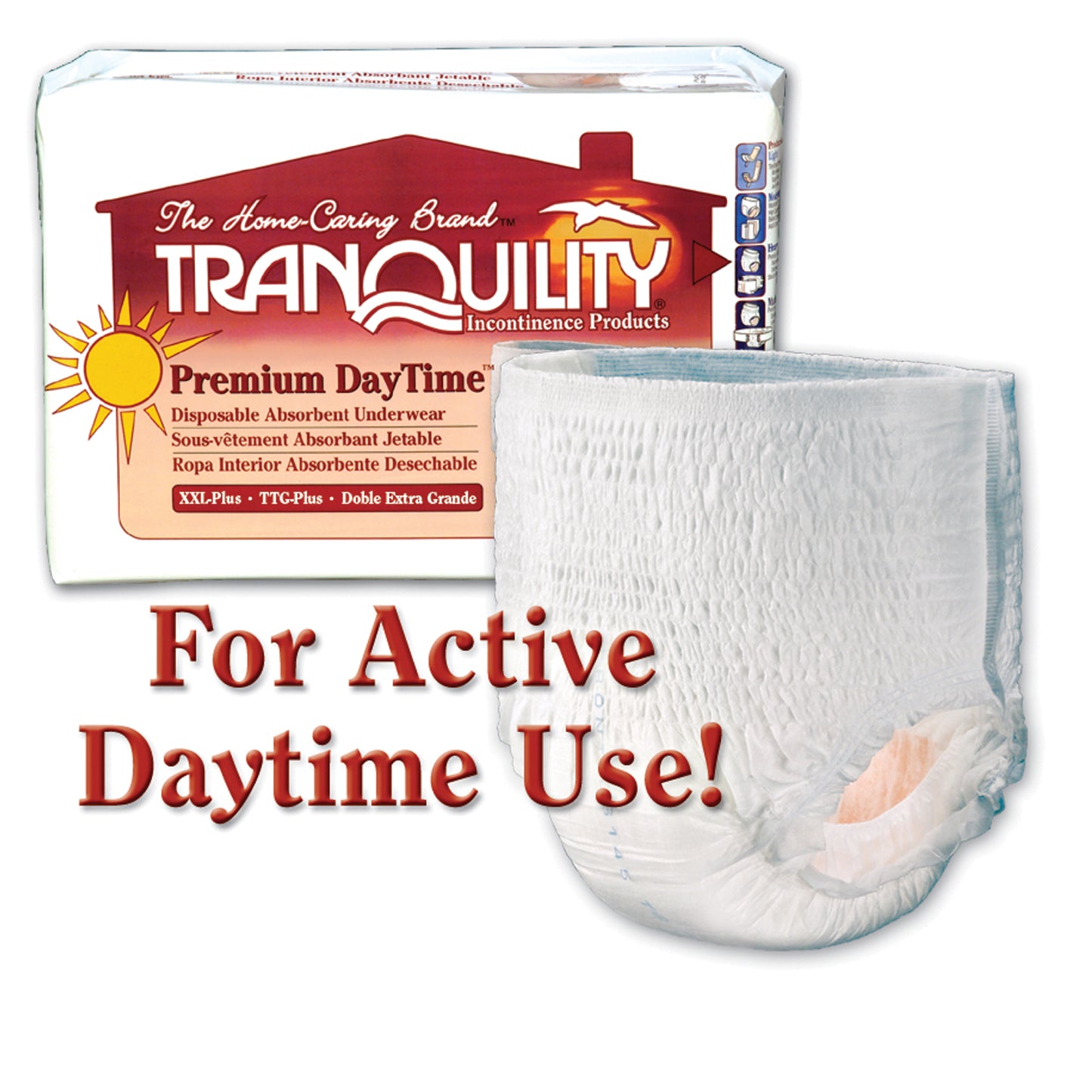 PRINCIPLE BUSINESS TRANQUILITY PREMIUM DAYTIME DISPOSABLE ABSORBENT UNDERWEAR, 12 per pack, 4 packs per case
