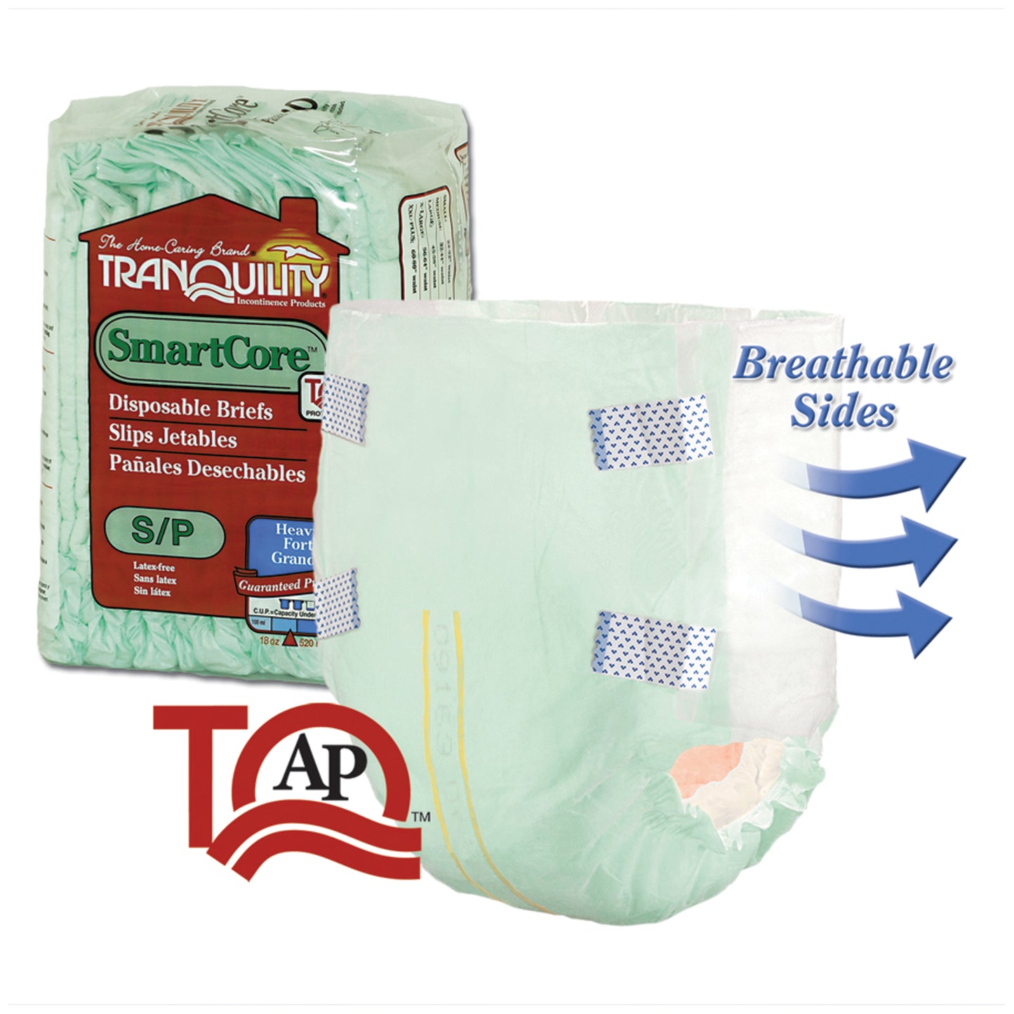 PRINCIPLE BUSINESS TRANQUILITY SMARTCORE DISPOSABLE BRIEFS, 10 per pack, 10 packs per case