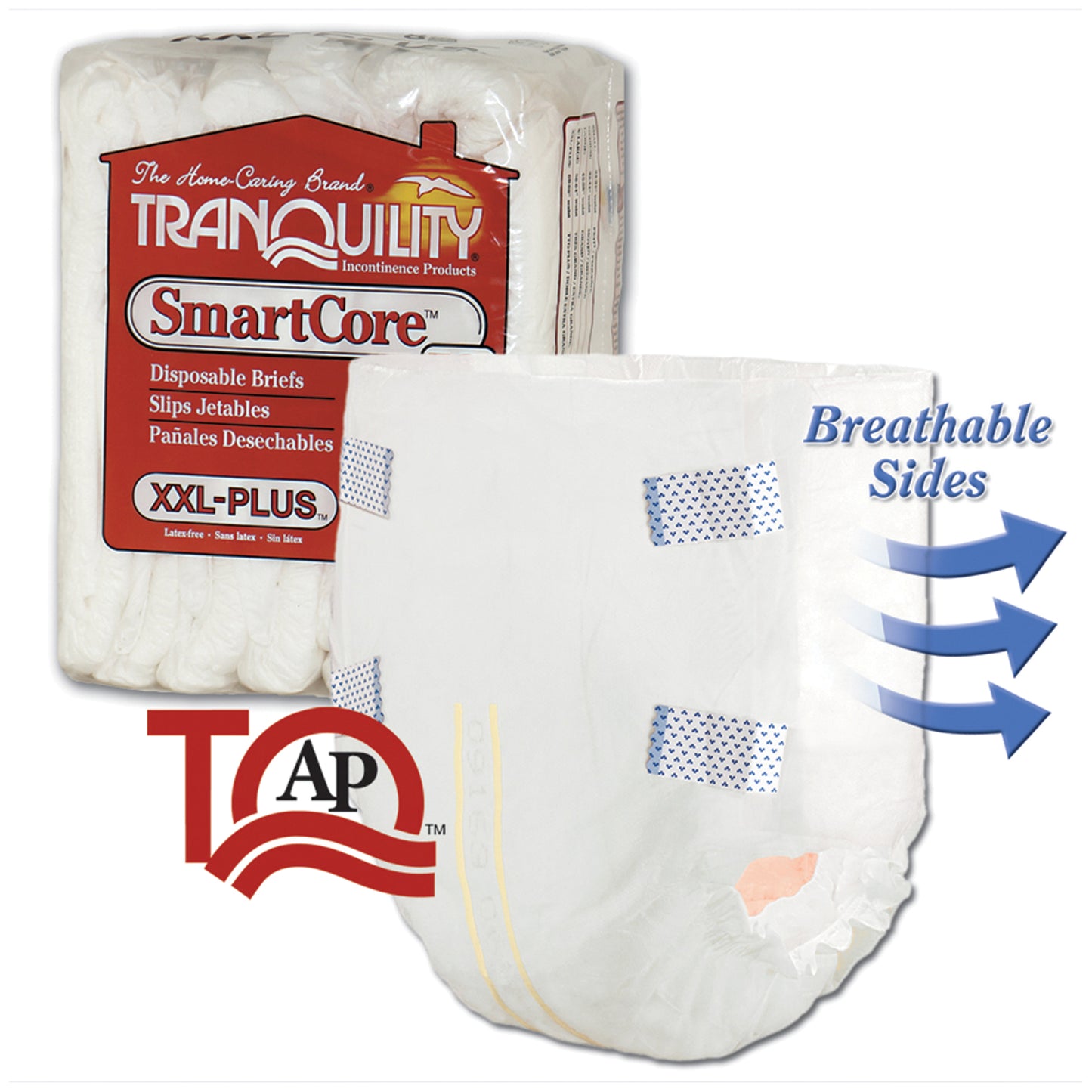 PRINCIPLE BUSINESS TRANQUILITY SMARTCORE DISPOSABLE BRIEFS, 8 per pack, 4 packs per case