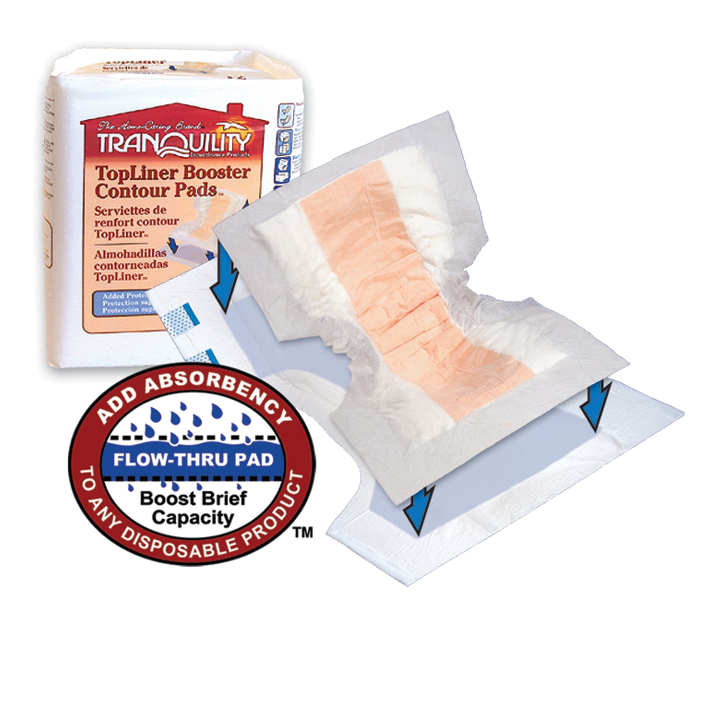PRINCIPLE BUSINESS TRANQUILITY TOPLINER BOOSTER CONTOUR, 12 per pack, 10 packs per case