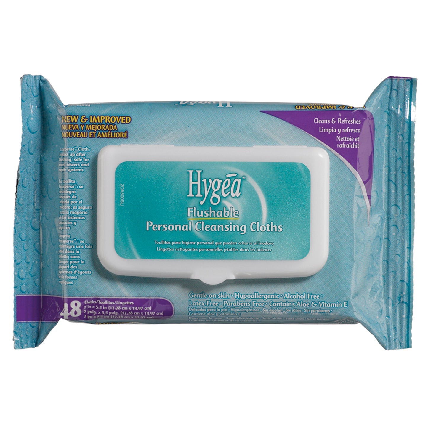 PDI HYGEA FLUSHABLE PERSONAL CLEANSING CLOTHS, 48 per pack, 12 packs per case