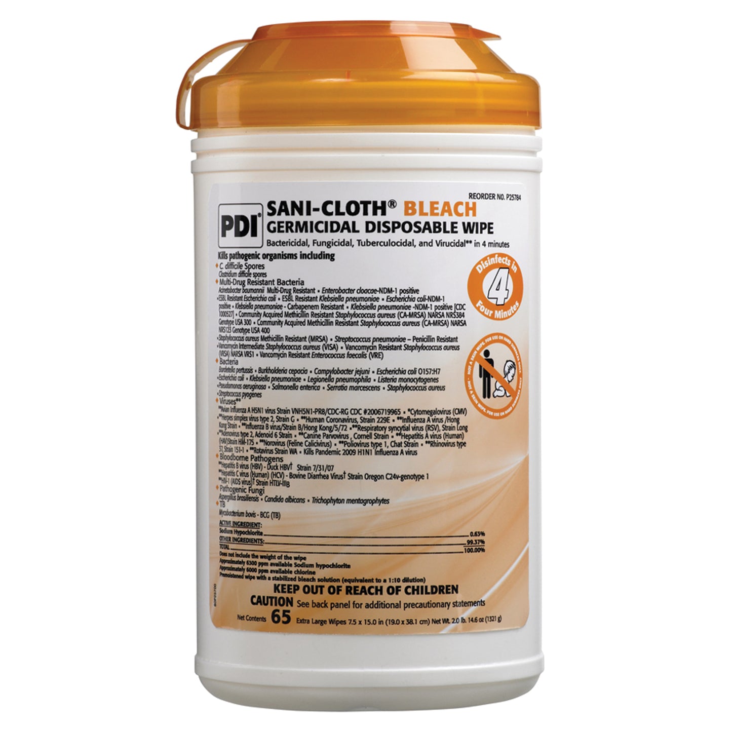PDI SANI-CLOTH BLEACH GERMICIDAL DISPOSABLE WIPE