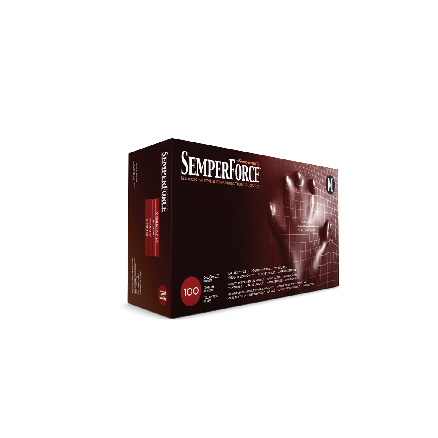 HARPS USA SEMPERFORCE NITRILE EXAM POWDER FREE TEXTURED GLOVE, 100 per box, 10 boxes per case