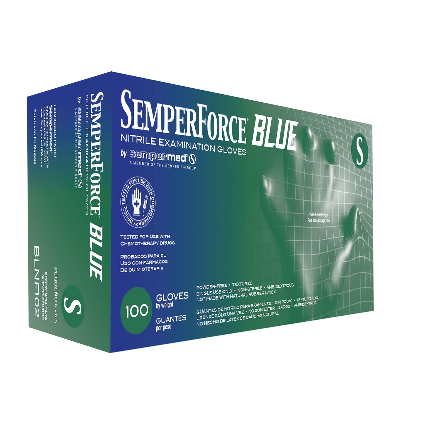 HARPS USA SEMPERFORCE NITRILE EXAM POWDER FREE TEXTURED GLOVE, 100 per box, 10 boxes per case