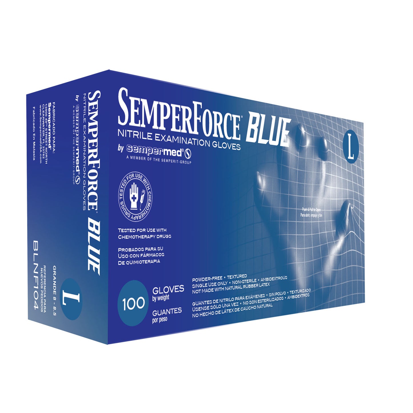 HARPS USA SEMPERFORCE NITRILE EXAM POWDER FREE TEXTURED GLOVE, 100 per box, 10 boxes per case