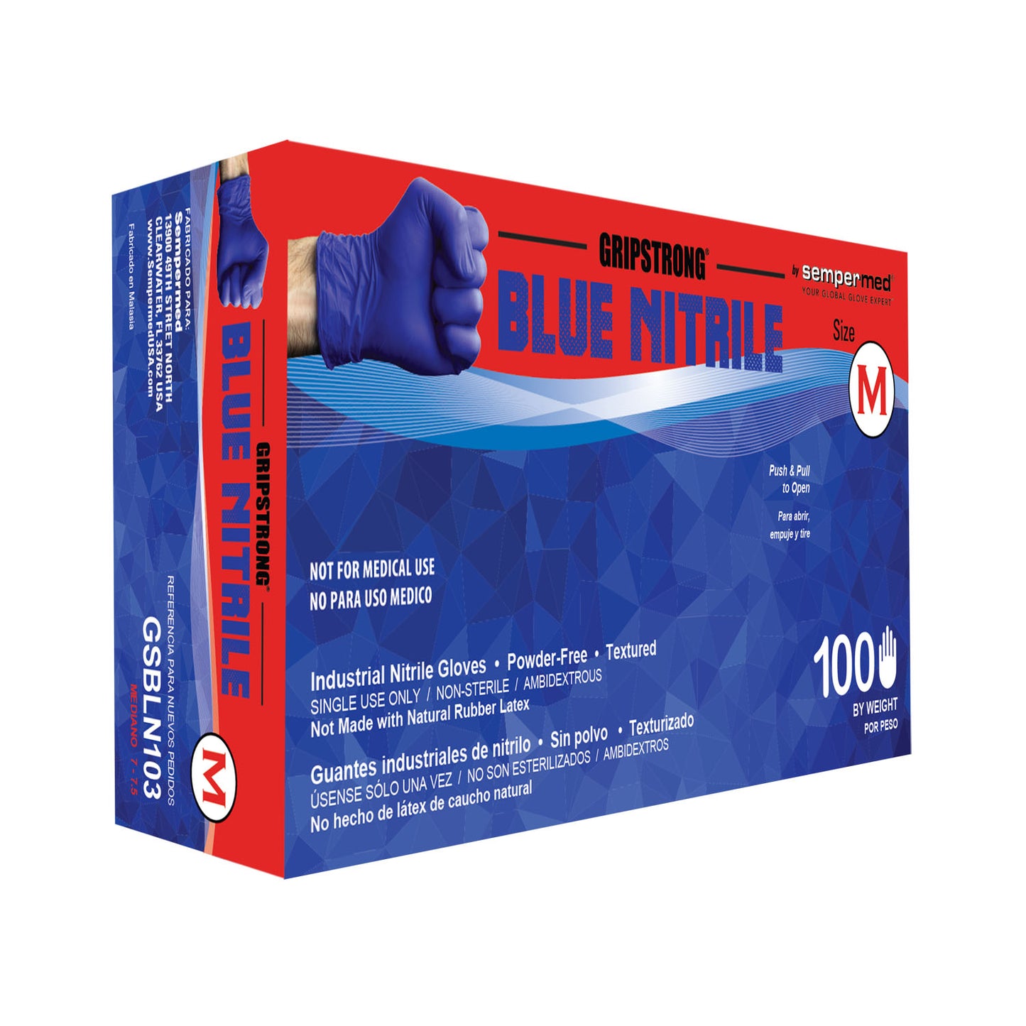 HARPS USA GRIPSTRONG BLUE NITRILE INDUSTRIAL GLOVE, 100 per box, 10 boxes per case