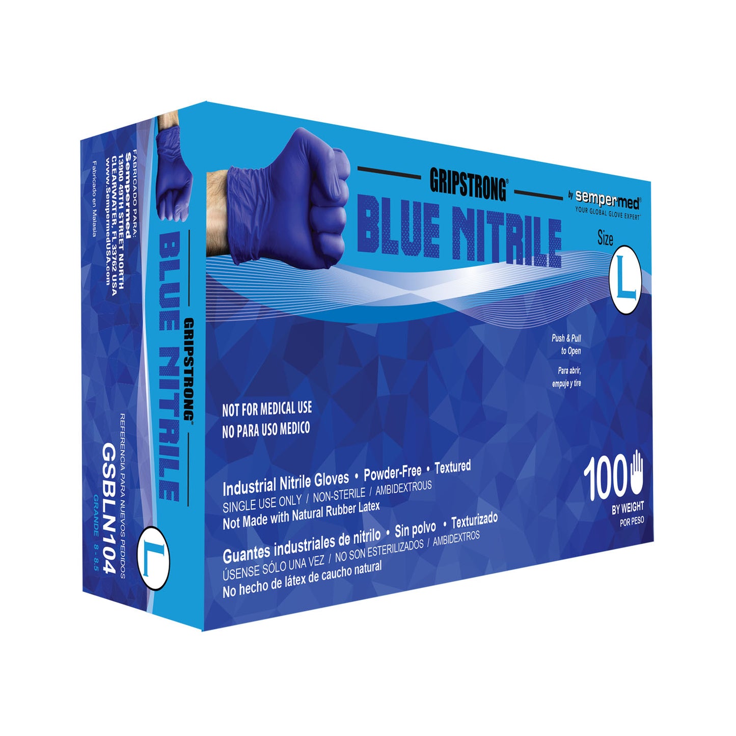 HARPS USA GRIPSTRONG BLUE NITRILE INDUSTRIAL GLOVE, 100 per box, 10 boxes per case