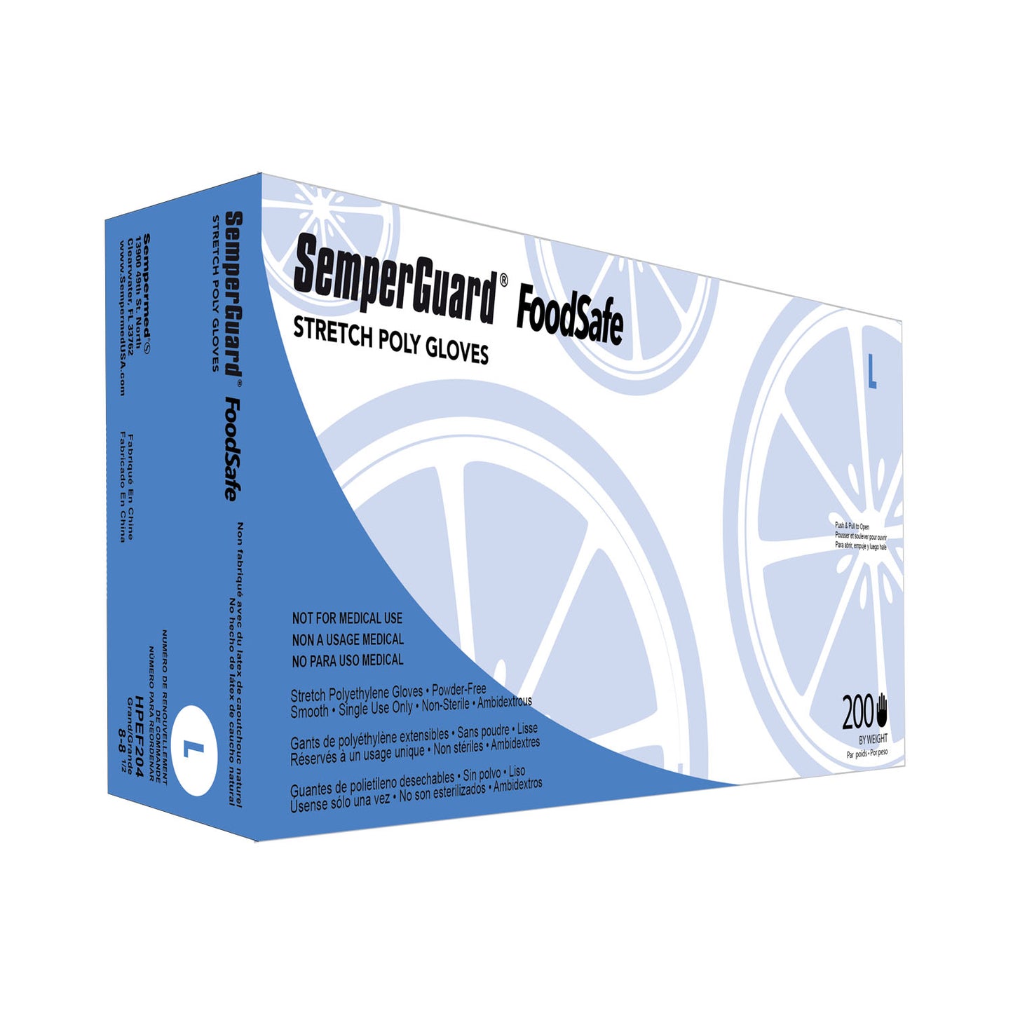 HARPS USA SEMPERGUARD FOODSAFE STRETCH POLY GLOVES, 200 per box, 10 boxes per case