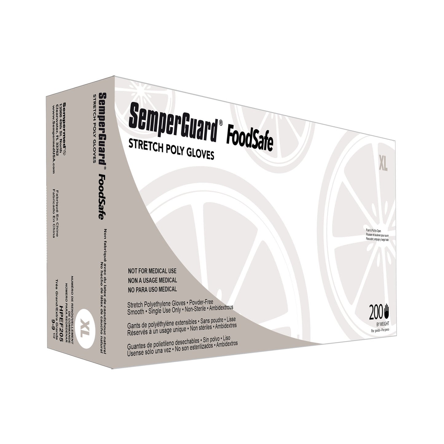 HARPS USA SEMPERGUARD FOODSAFE STRETCH POLY GLOVES, 200 per box, 10 boxes per case