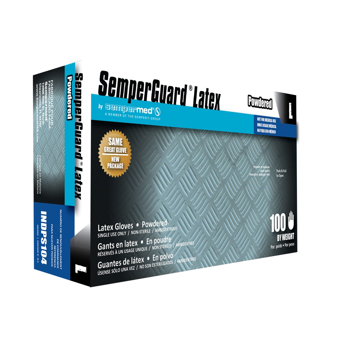 HARPS USA SEMPERGUARD LATEX POWDERED GLOVE, 100 per box, 10 boxes per case