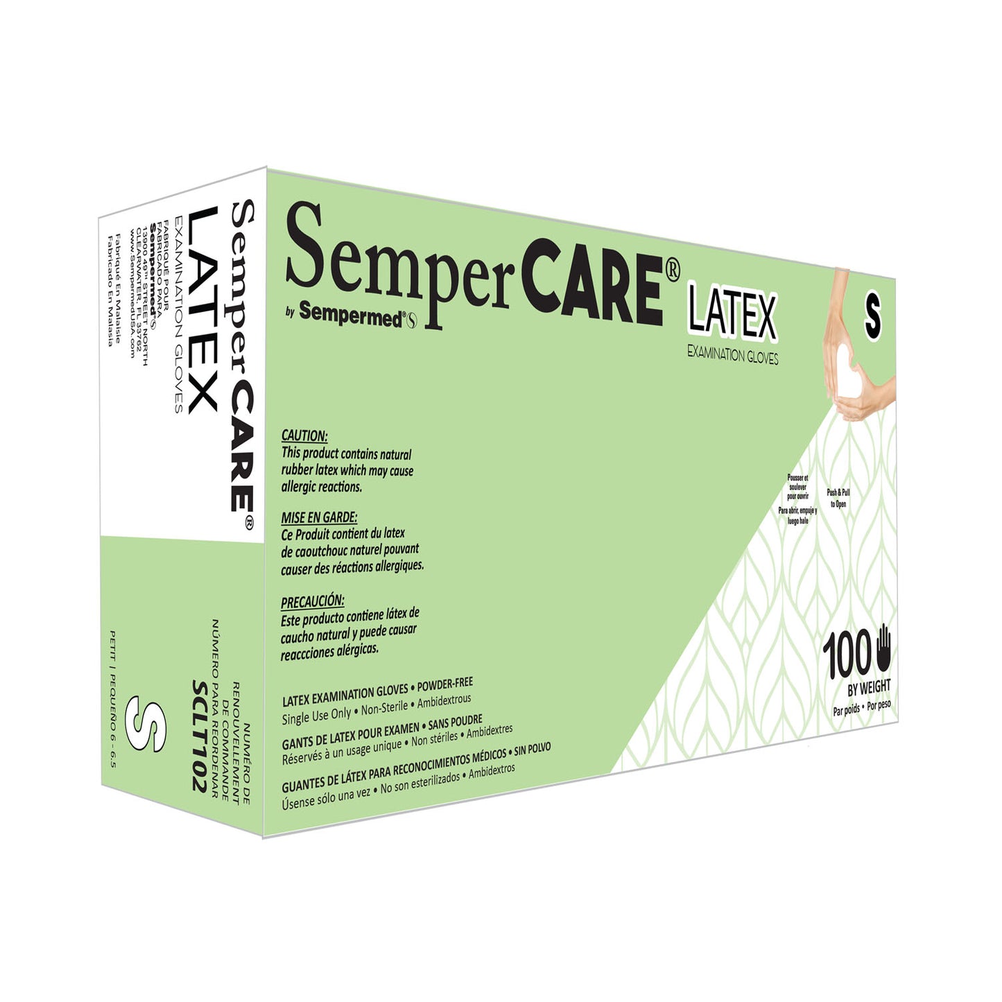 HARPS USA SEMPERCARE LATEX EXAM GLOVES - POWDER-FREE, 100 per box, 10 boxes per case