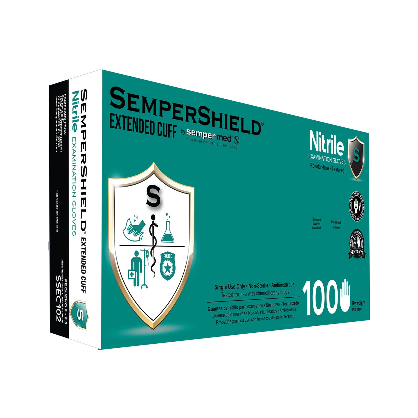 HARPS USA SEMPERSHIELD NITRILE EXTENDED CUFF EXAM GLOVE, 100 per box, 10 boxes per case
