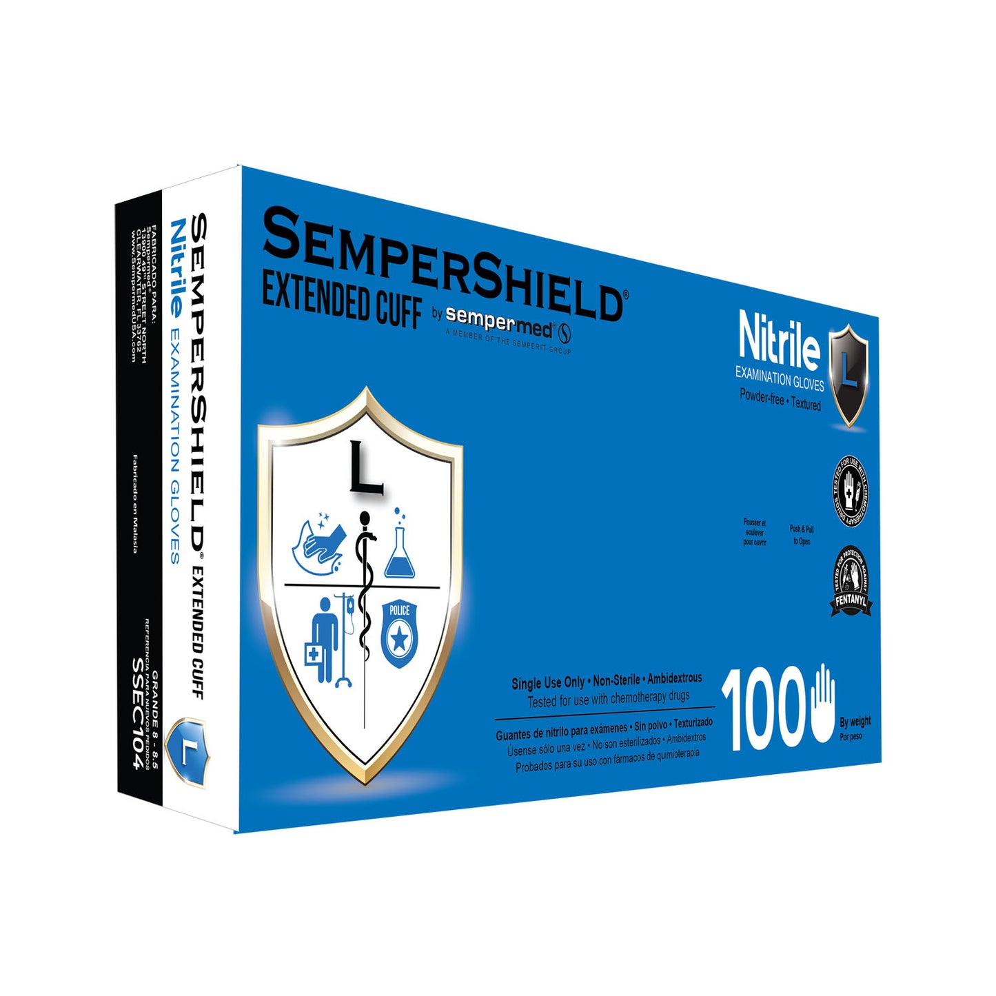 HARPS USA SEMPERSHIELD NITRILE EXTENDED CUFF EXAM GLOVE, 100 per box, 10 boxes per case