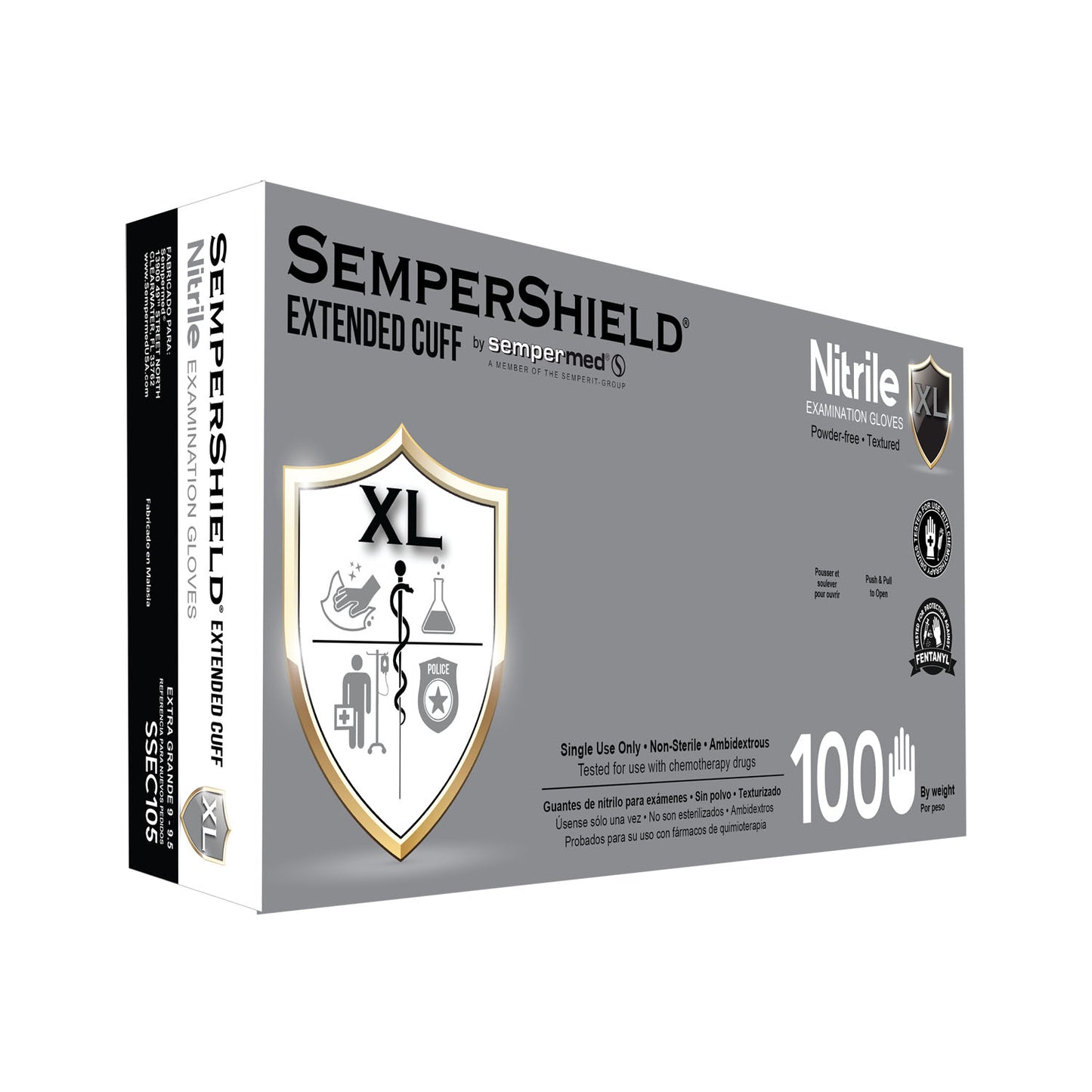 HARPS USA SEMPERSHIELD NITRILE EXTENDED CUFF EXAM GLOVE, 100 per box, 10 boxes per case
