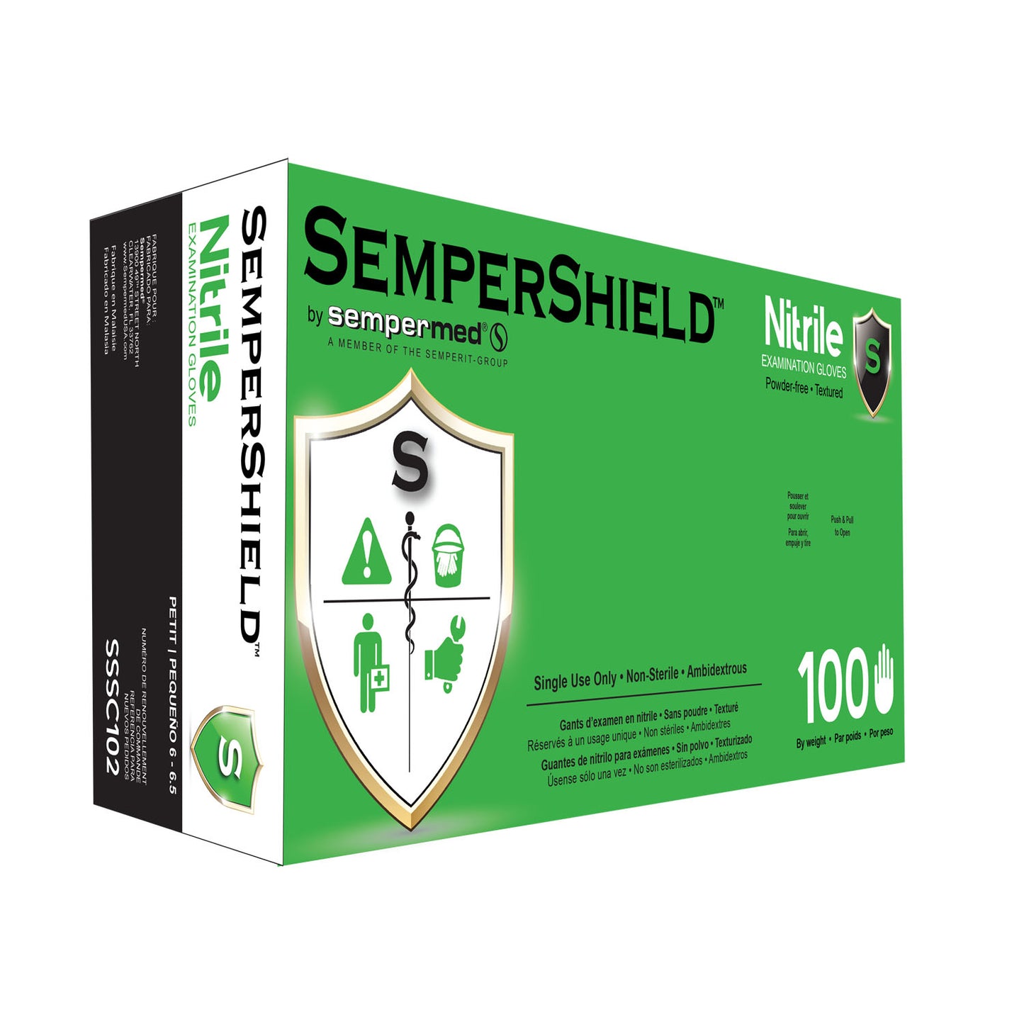HARPS USA SEMPERSHIELD NITRILE EXAM GLOVE, 100 per box, 10 boxes per case