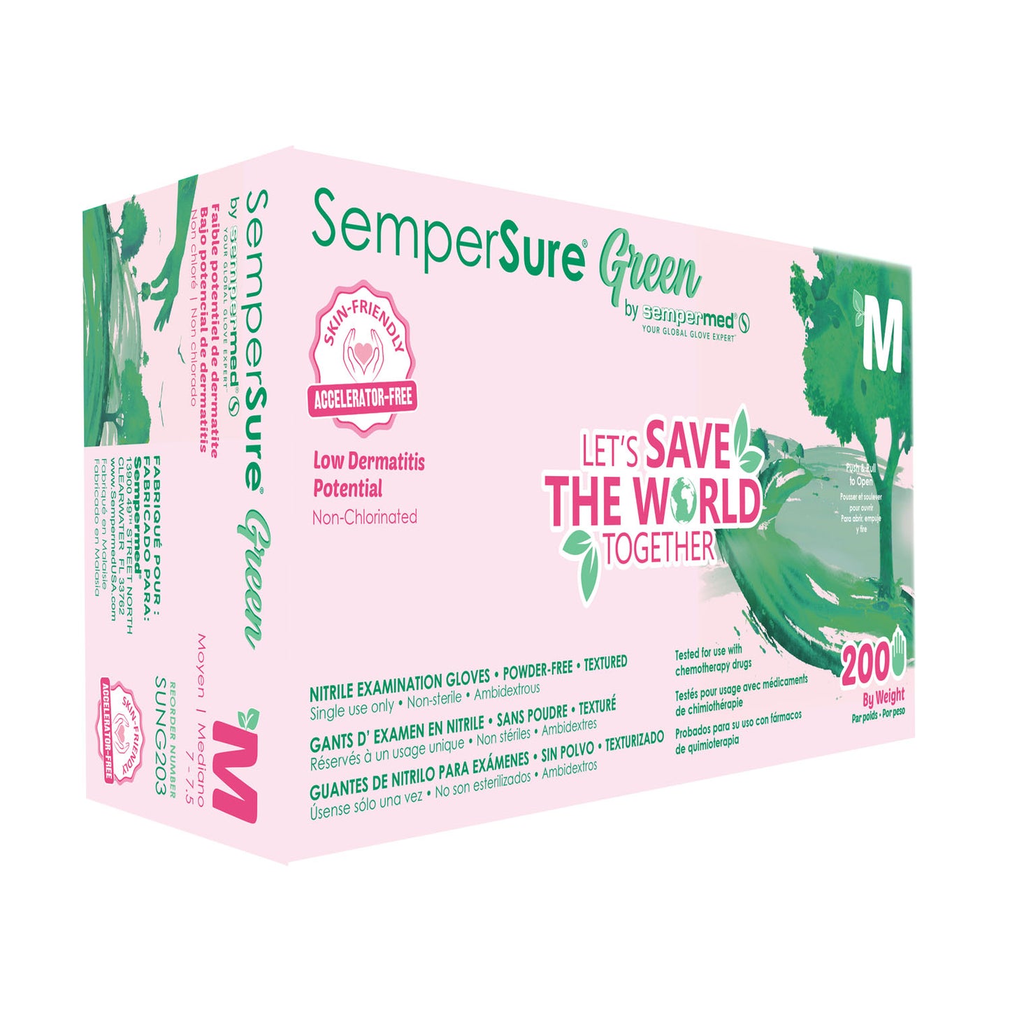 HARPS USA SEMPERMED GREEN X-FREE EXAM GLOVE, 200 per box, 10 boxes per case