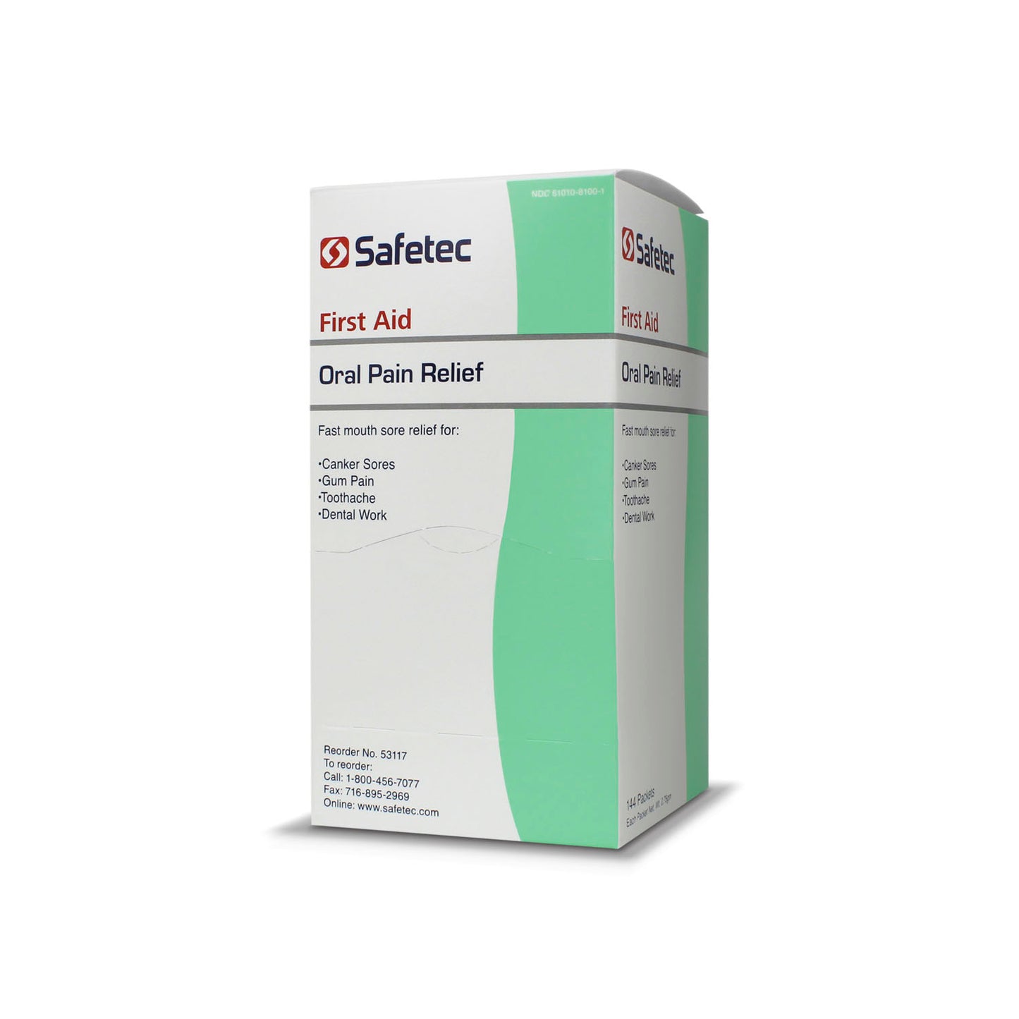 SAFETEC ORAL PAIN RELIEF, 144 per box, 12 boxes per case